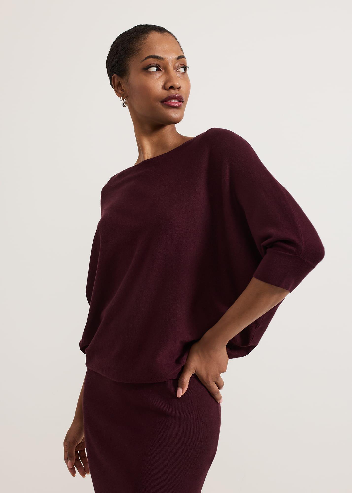 ${product-id}-Becca Batwing Knitted Dress-Burgundy-${view-type}