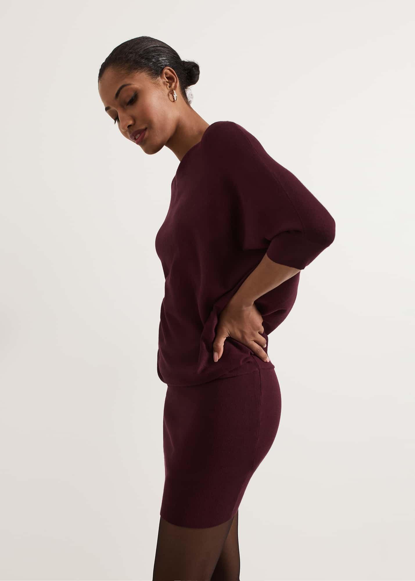 ${product-id}-Becca Batwing Knitted Dress-Burgundy-${view-type}