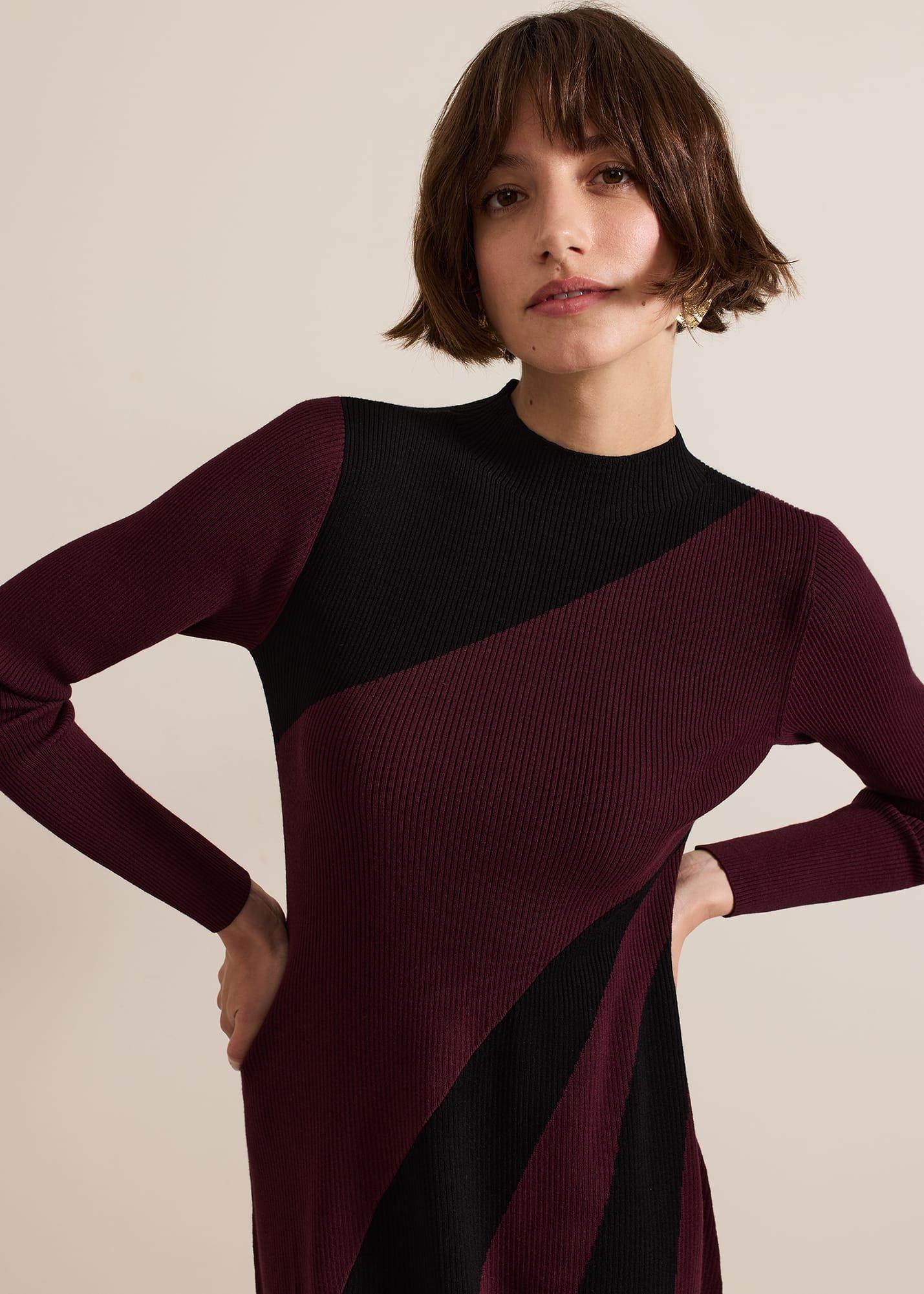 ${product-id}-Julie Ribbed Fit And Flare Midi Dress-Burgundy-${view-type}