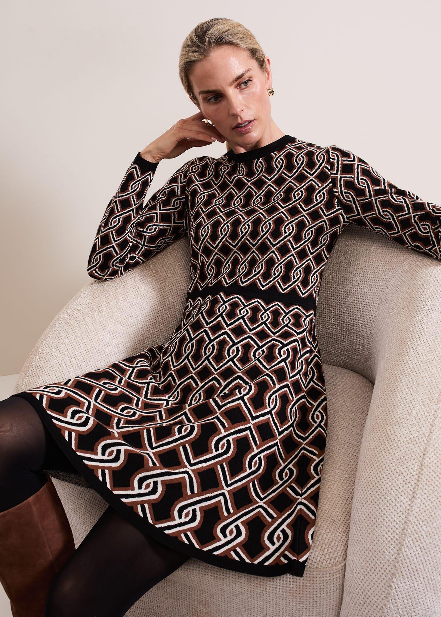 Josie Jacquard Fit And Flare Swing Dress