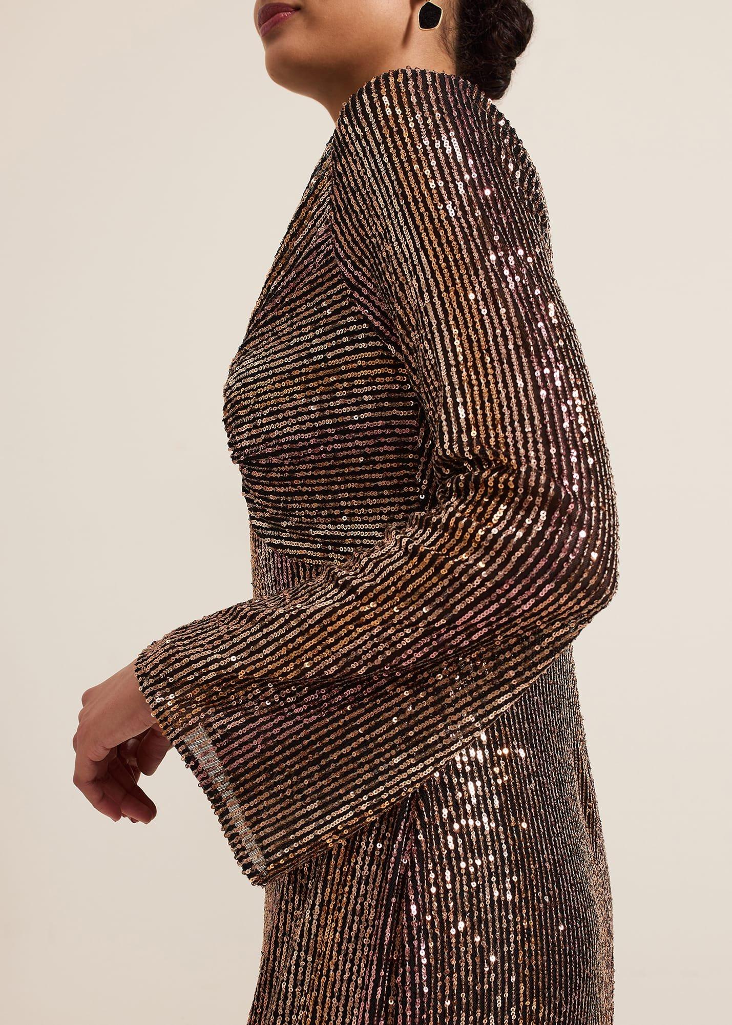 Renila Sequin Long Sleeved Maxi Dress