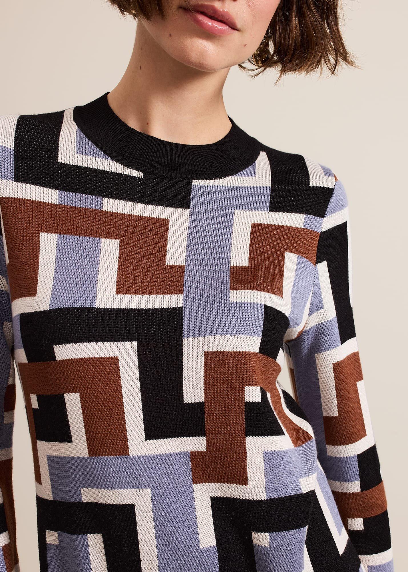 ${product-id}-Brianna Jacquard Tunic Knitted Dress-Multi-Coloured-${view-type}