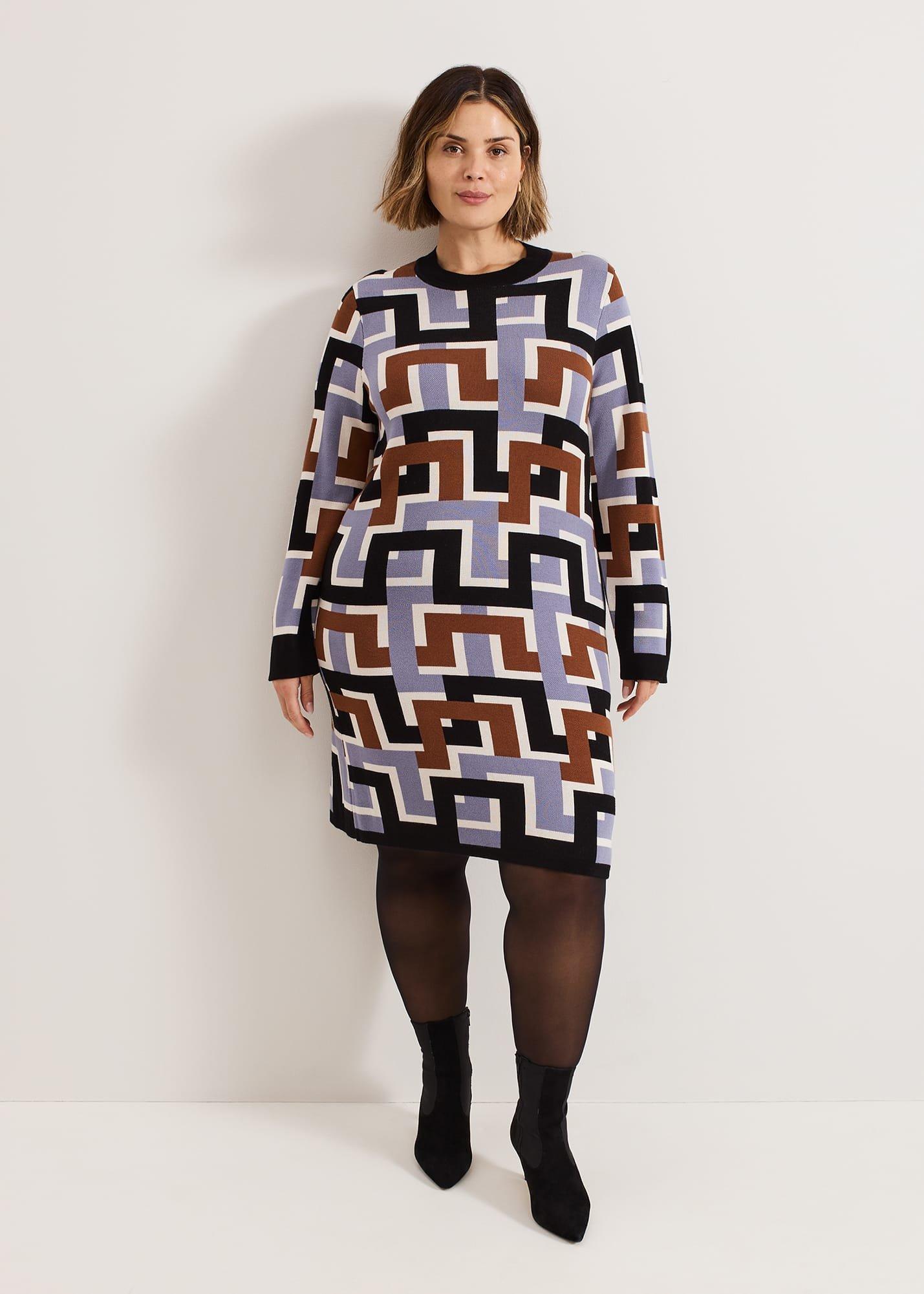 ${product-id}-Brianna Jacquard Tunic Knitted Dress-Multi-Coloured-${view-type}