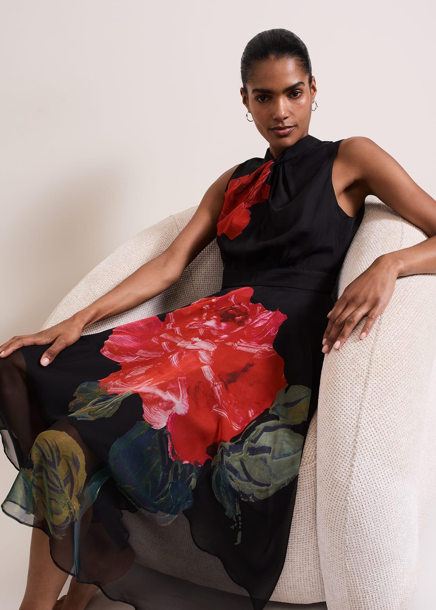 Lucia Chiffon Floral Midi Dress