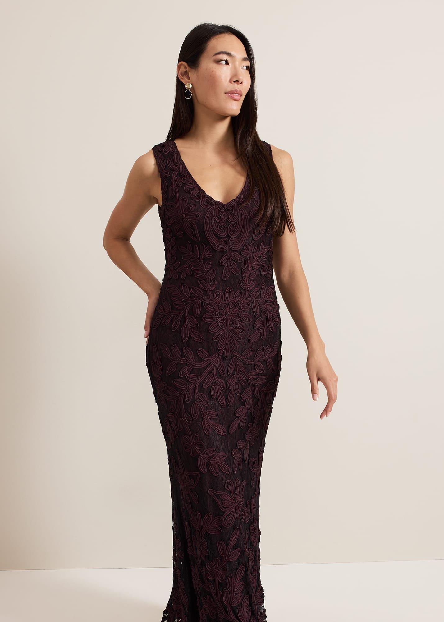 ${product-id}-Montee Burgundy Tapework Maxi Dress-Burgundy-${view-type}
