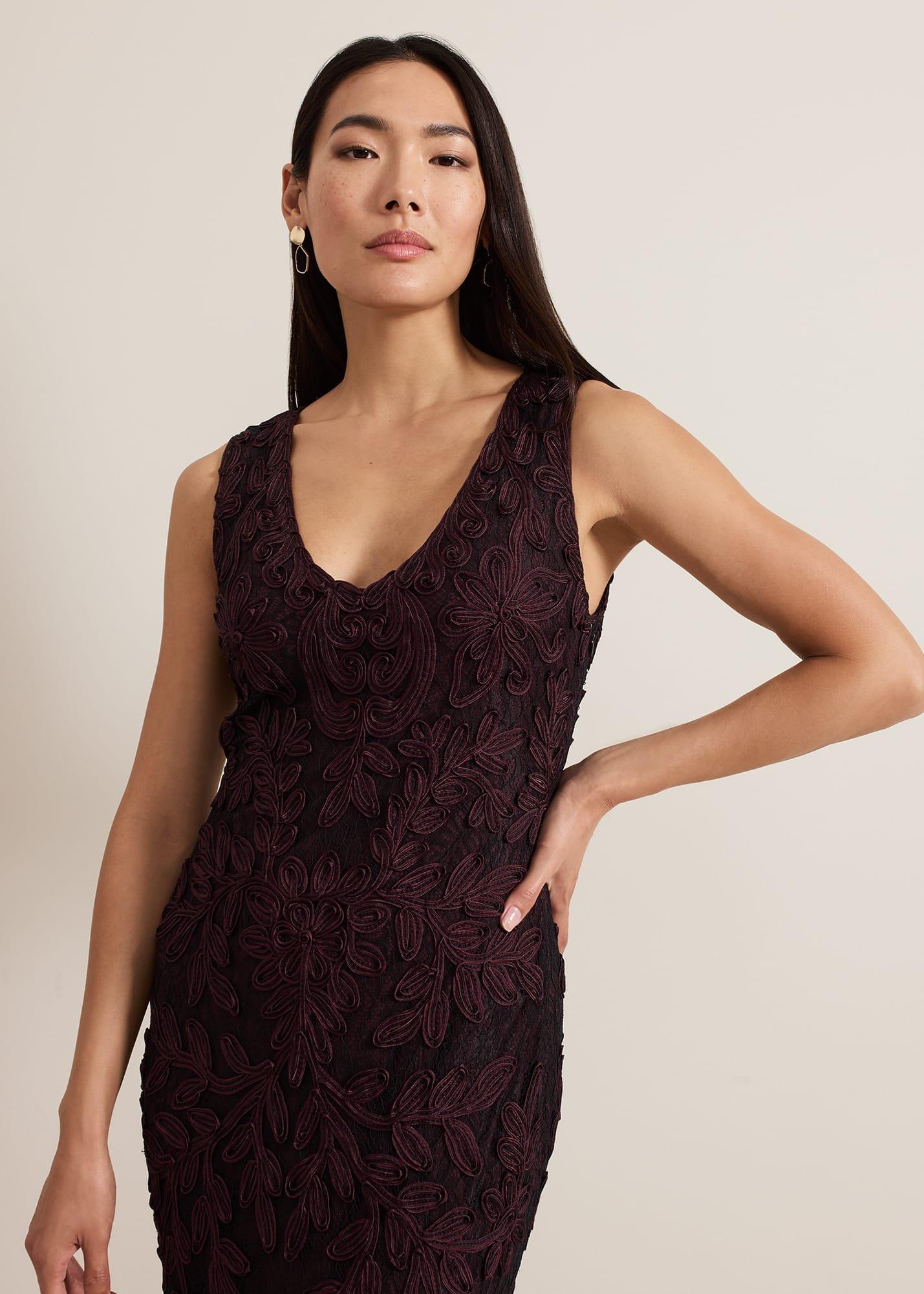 ${product-id}-Montee Burgundy Tapework Maxi Dress-Burgundy-${view-type}