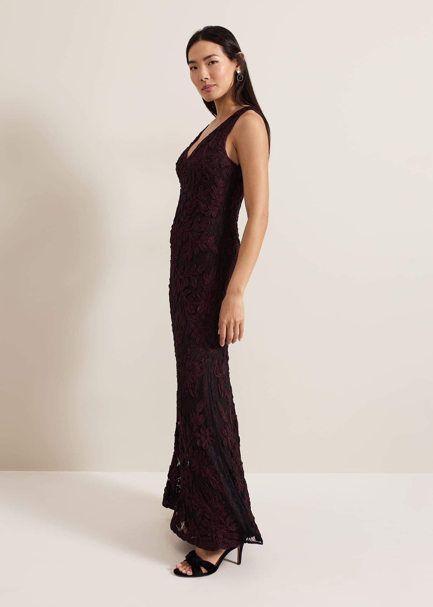 ${product-id}-Montee Burgundy Tapework Maxi Dress-Burgundy-${view-type}