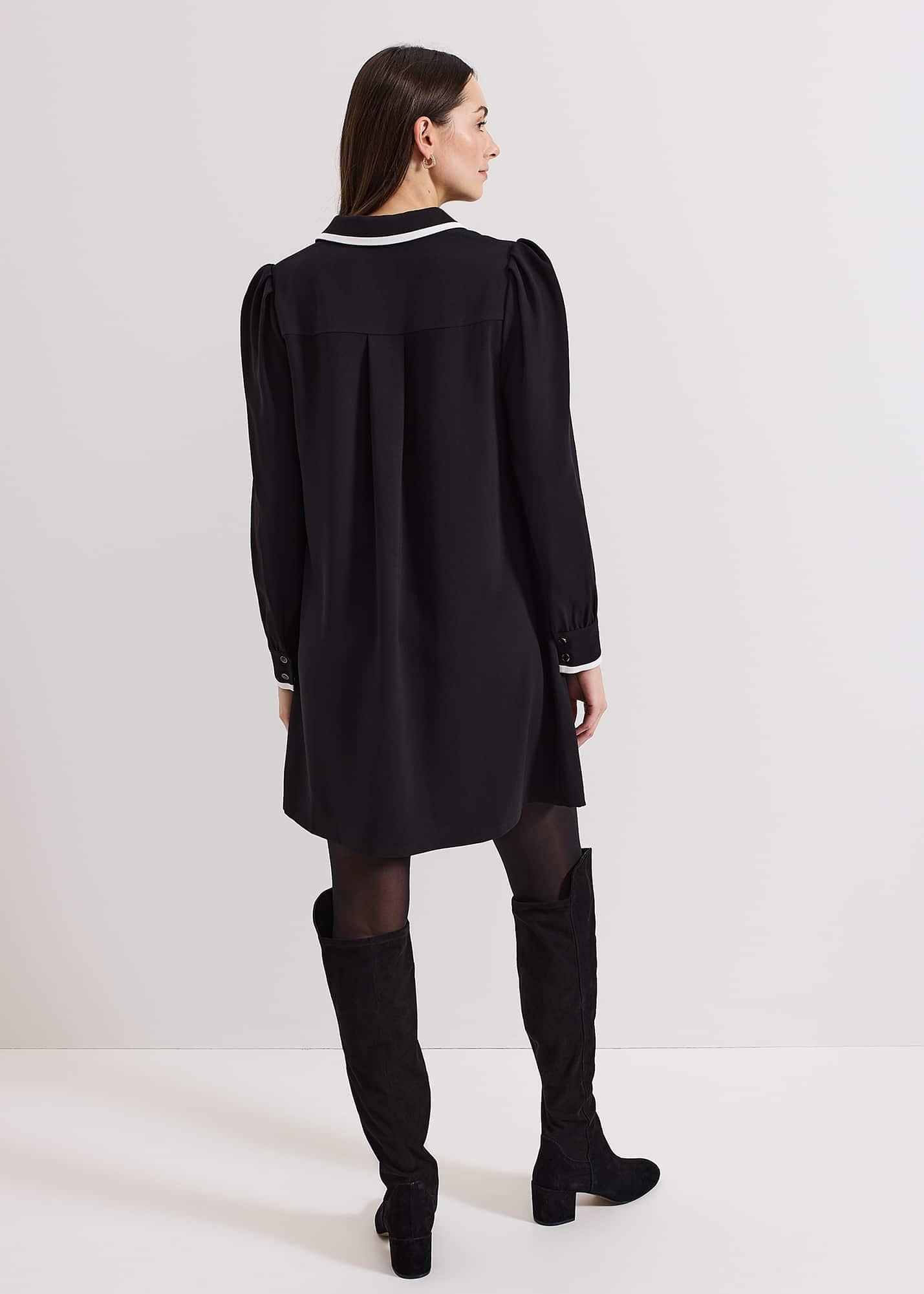 Gina Black Collar Swing Dress