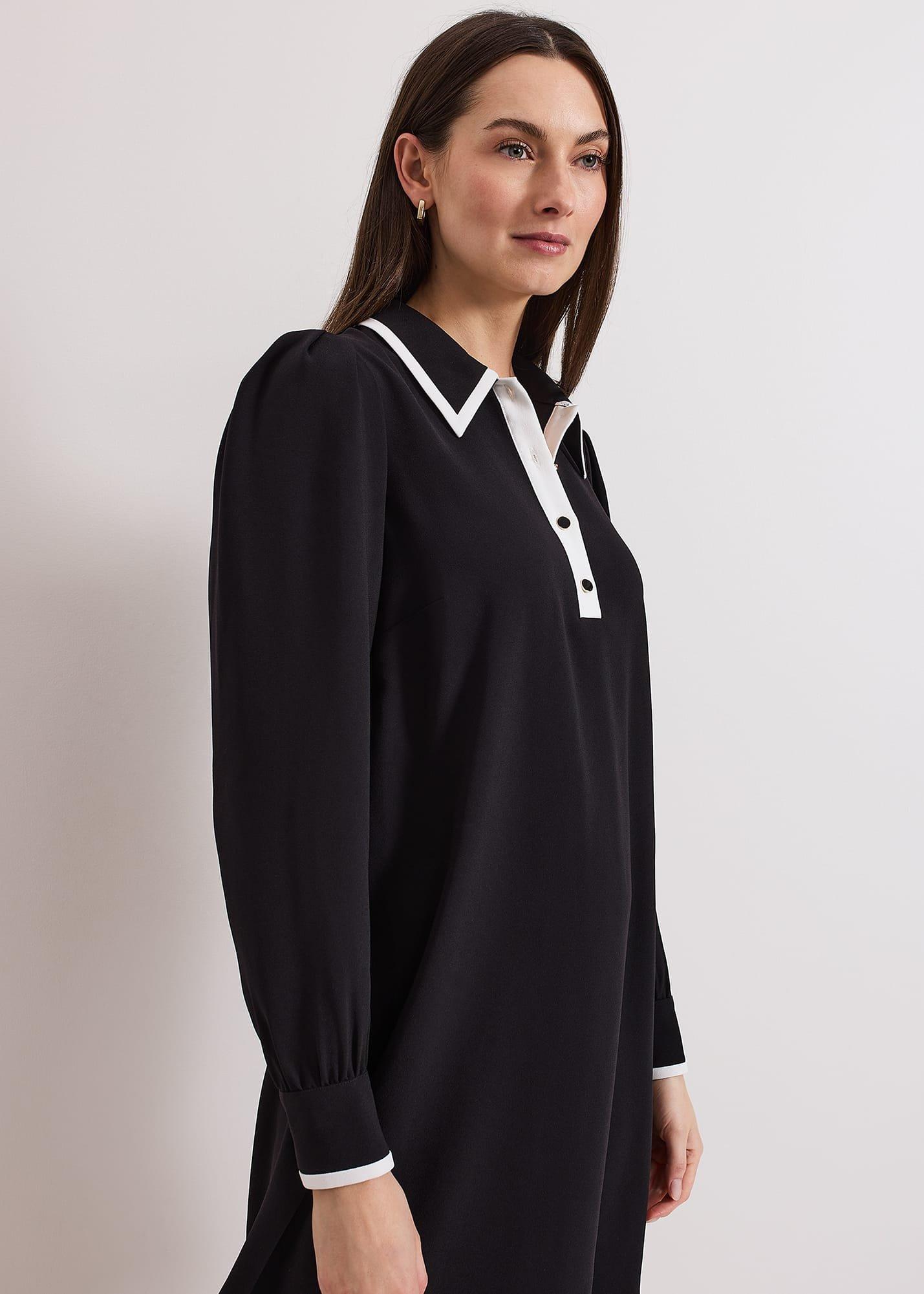 Gina Black Collar Swing Dress