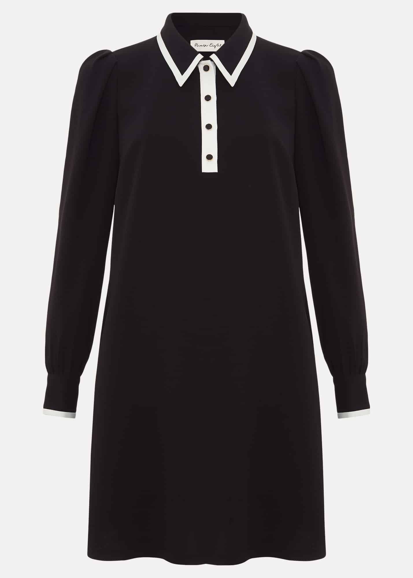 Gina Black Collar Swing Dress