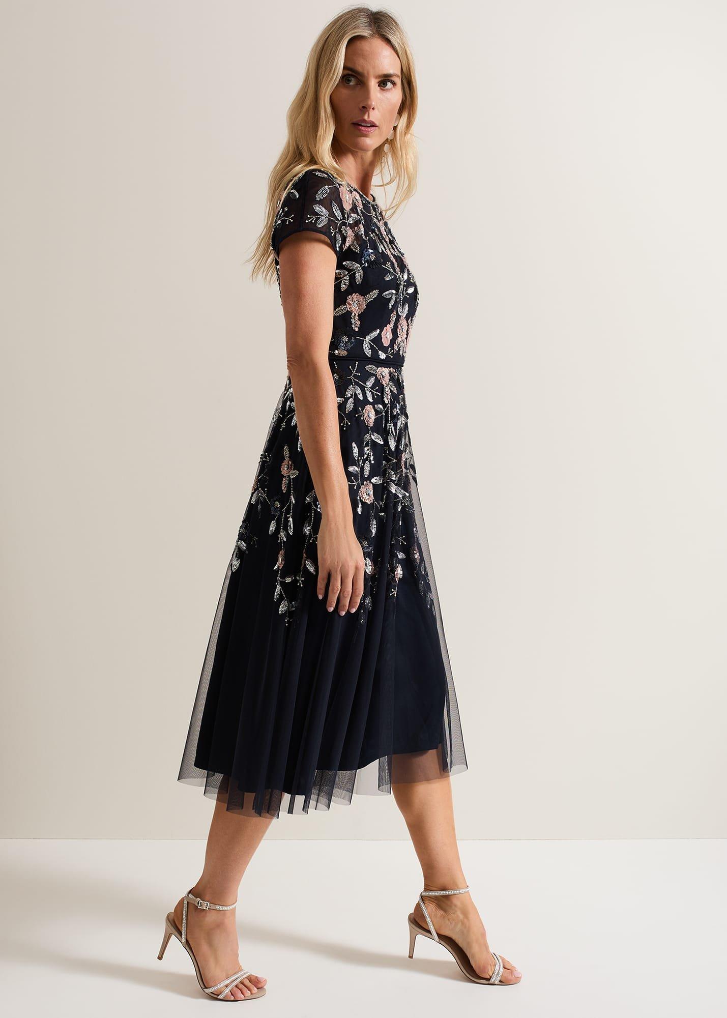 Giana Floral Embellished Midi Dress