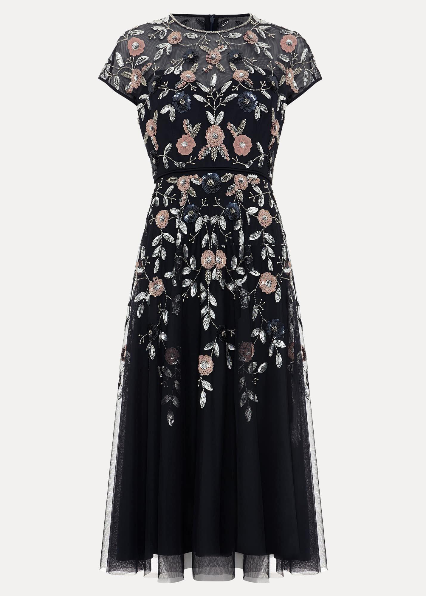 Giana Floral Embellished Midi Dress