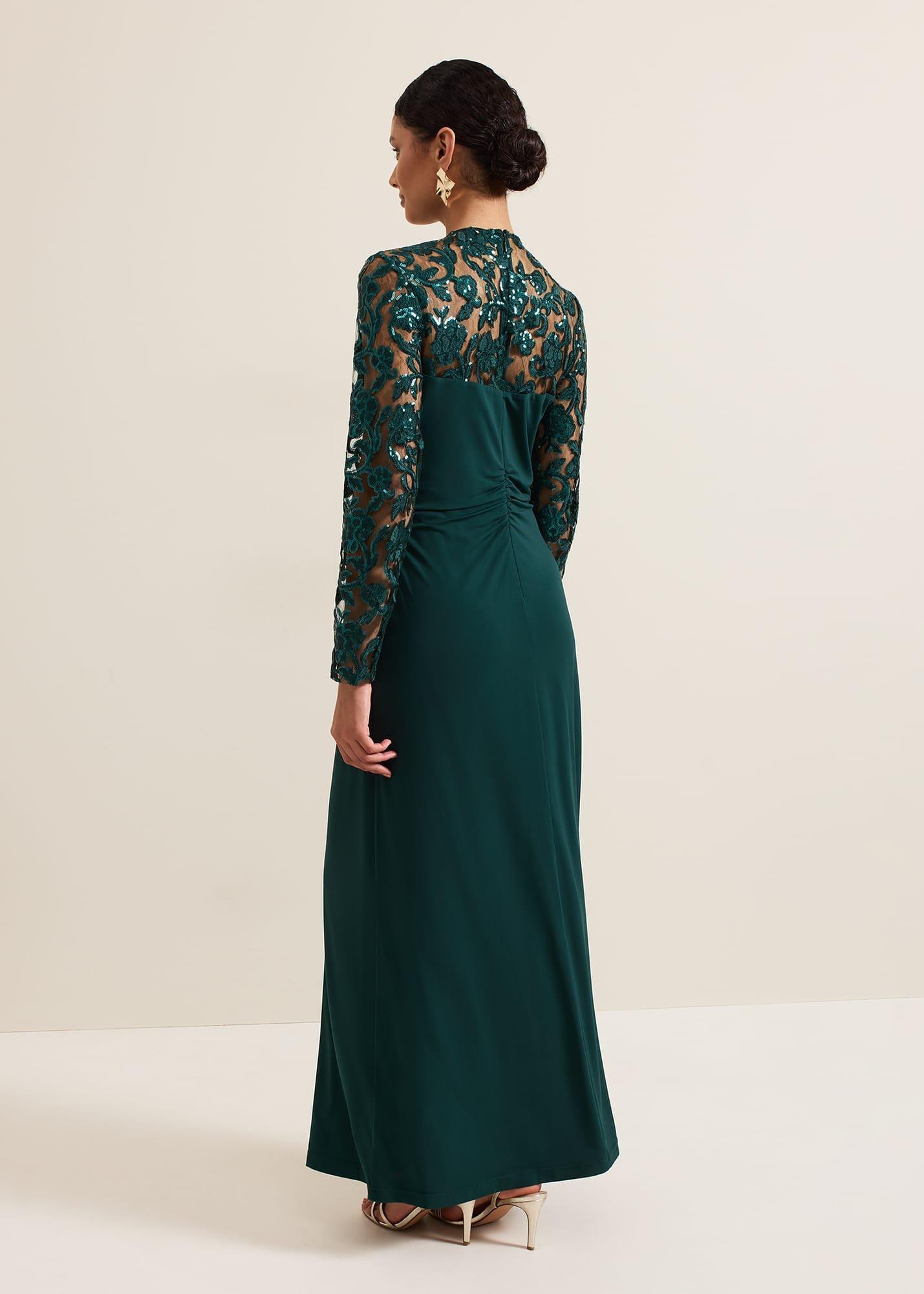 Ilona Dark Green Sequin Maxi Dress
