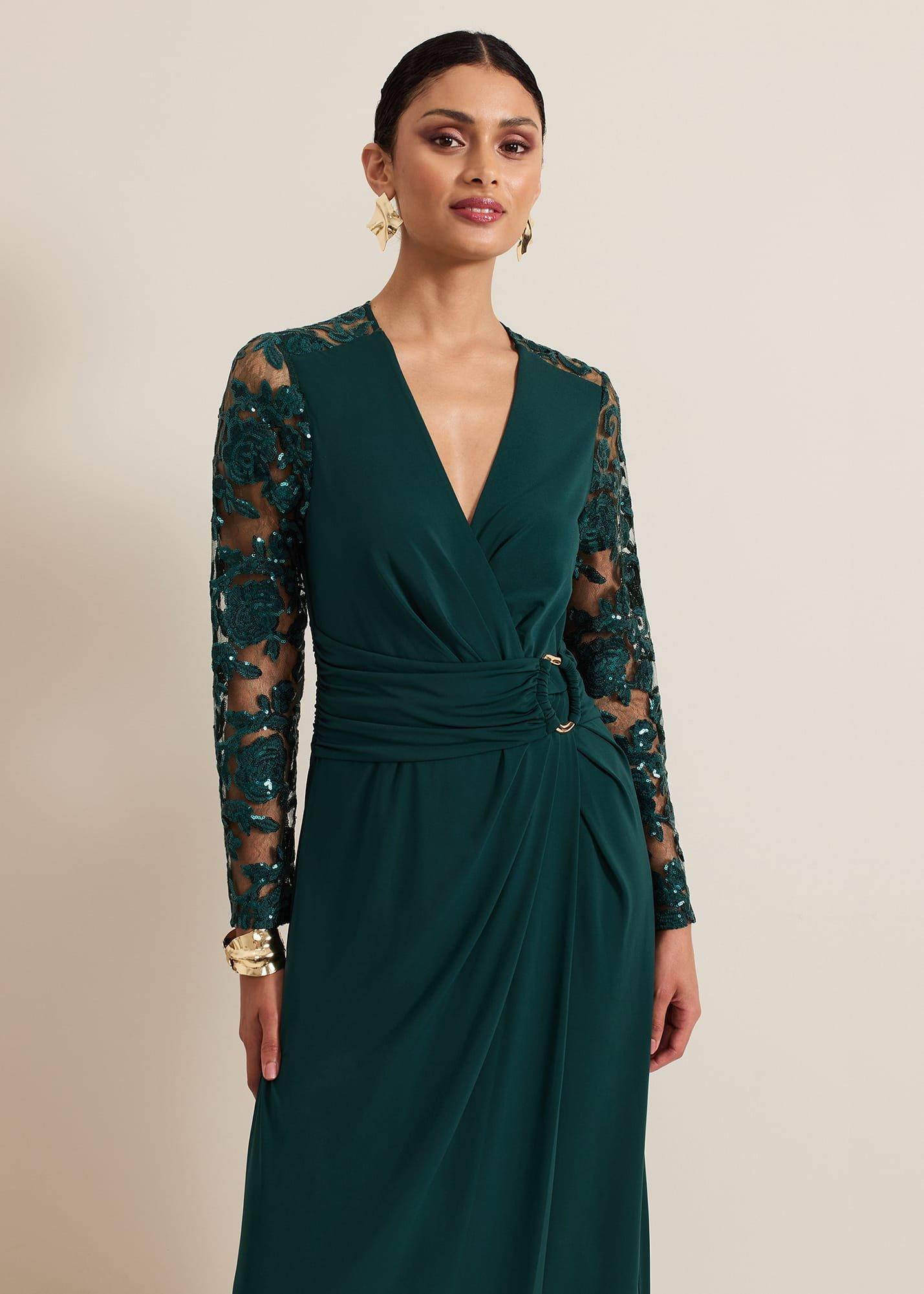 Ilona Dark Green Sequin Maxi Dress