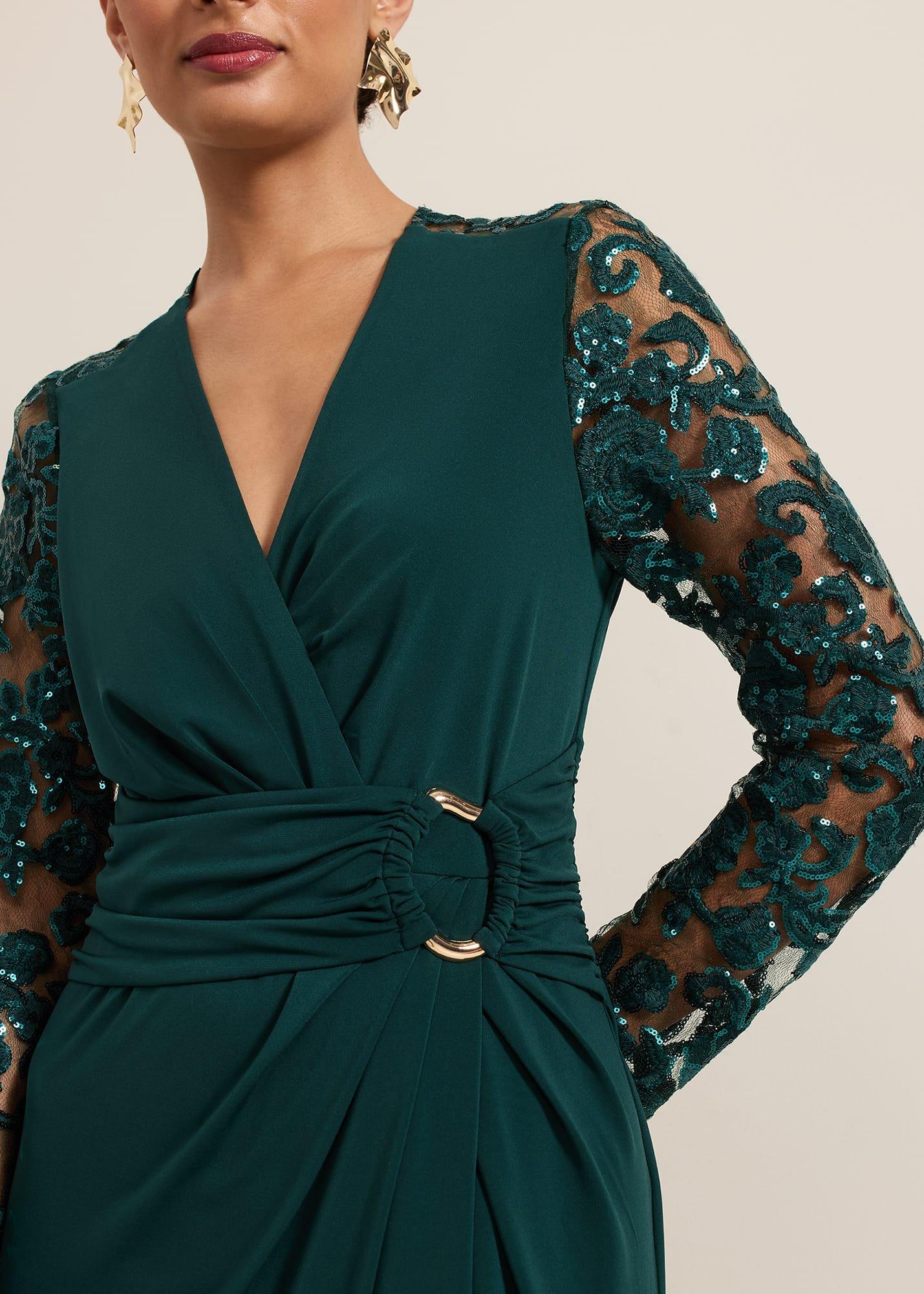 Ilona Dark Green Sequin Maxi Dress