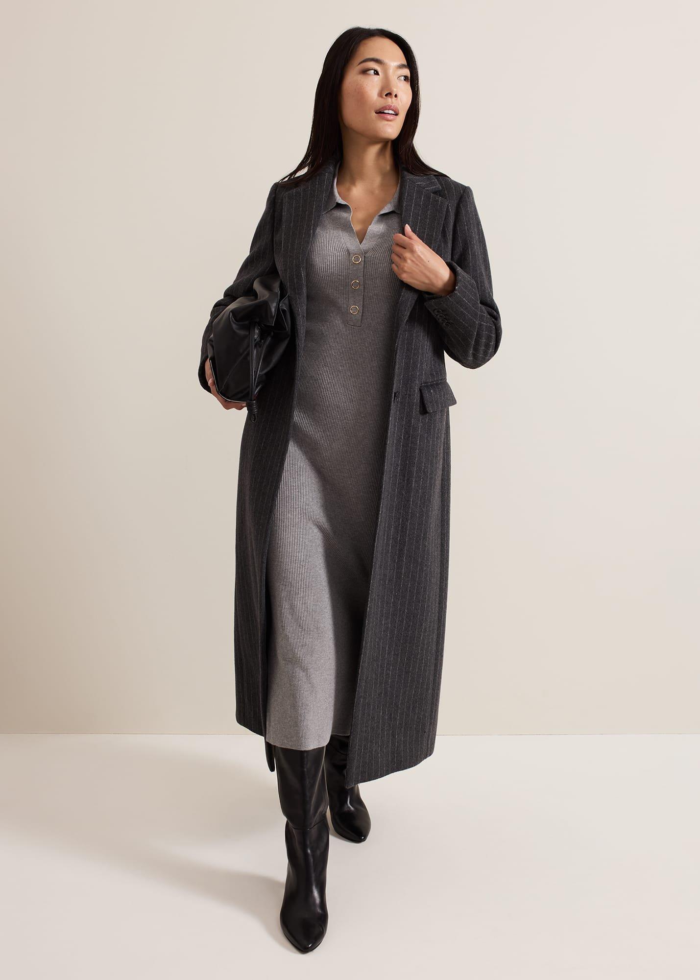 ${product-id}-Lucy Collared Popper Column Midi Dress-Grey-${view-type}