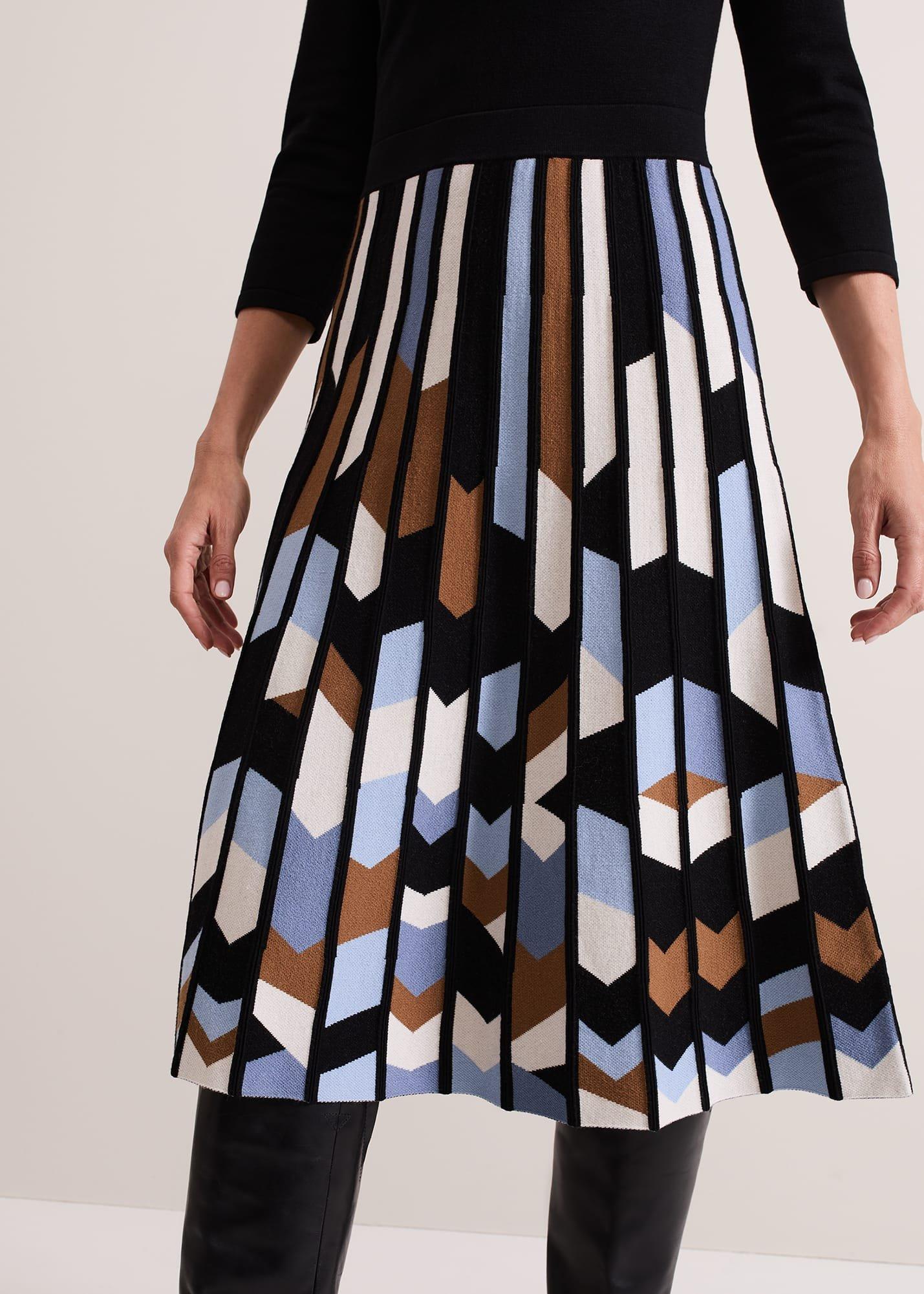 ${product-id}-Maci Pleated Sunray Midi Dress-Black Multi-${view-type}