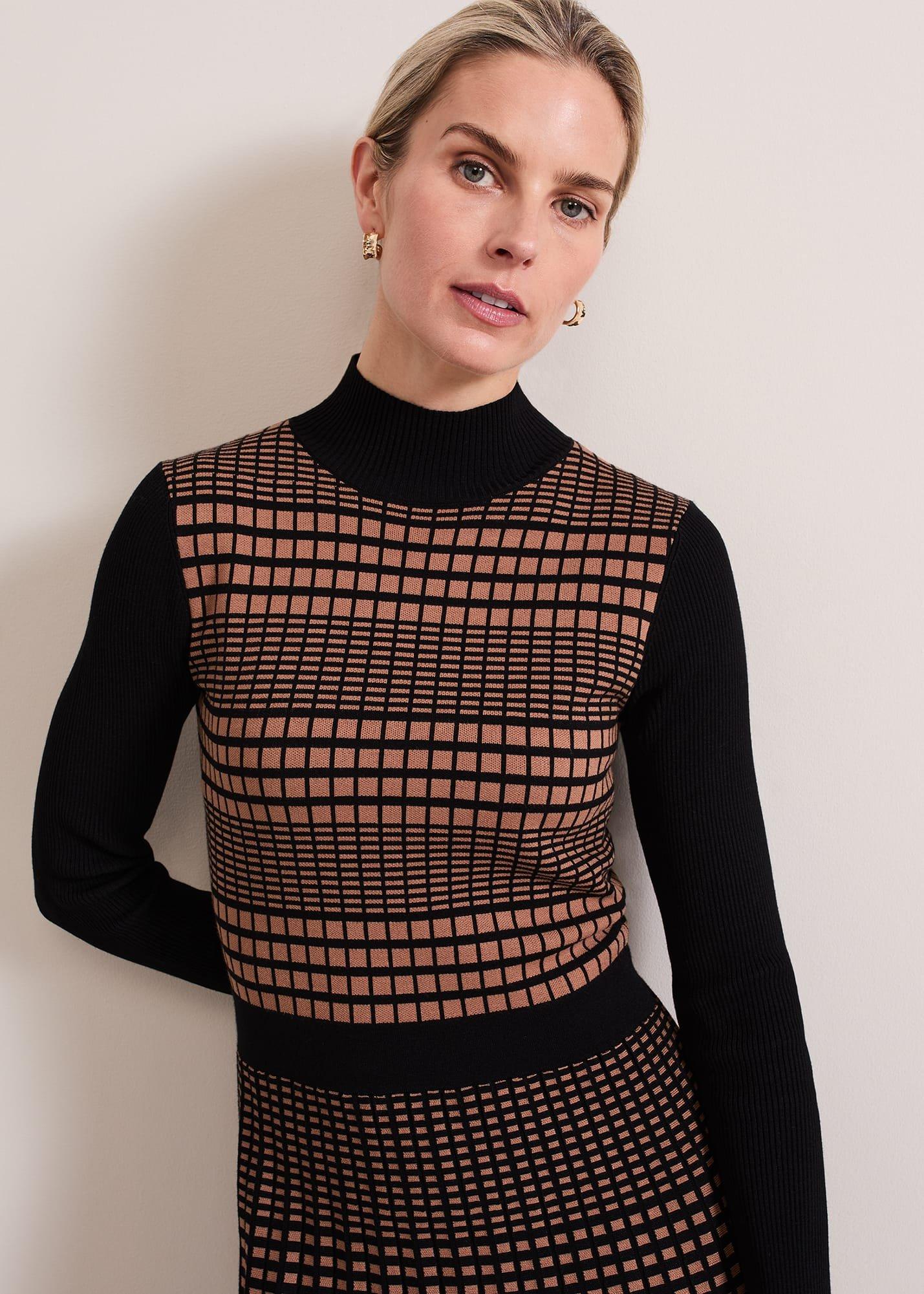 ${product-id}-Bethan Geo Jaquard Midi Dress-Tan-${view-type}