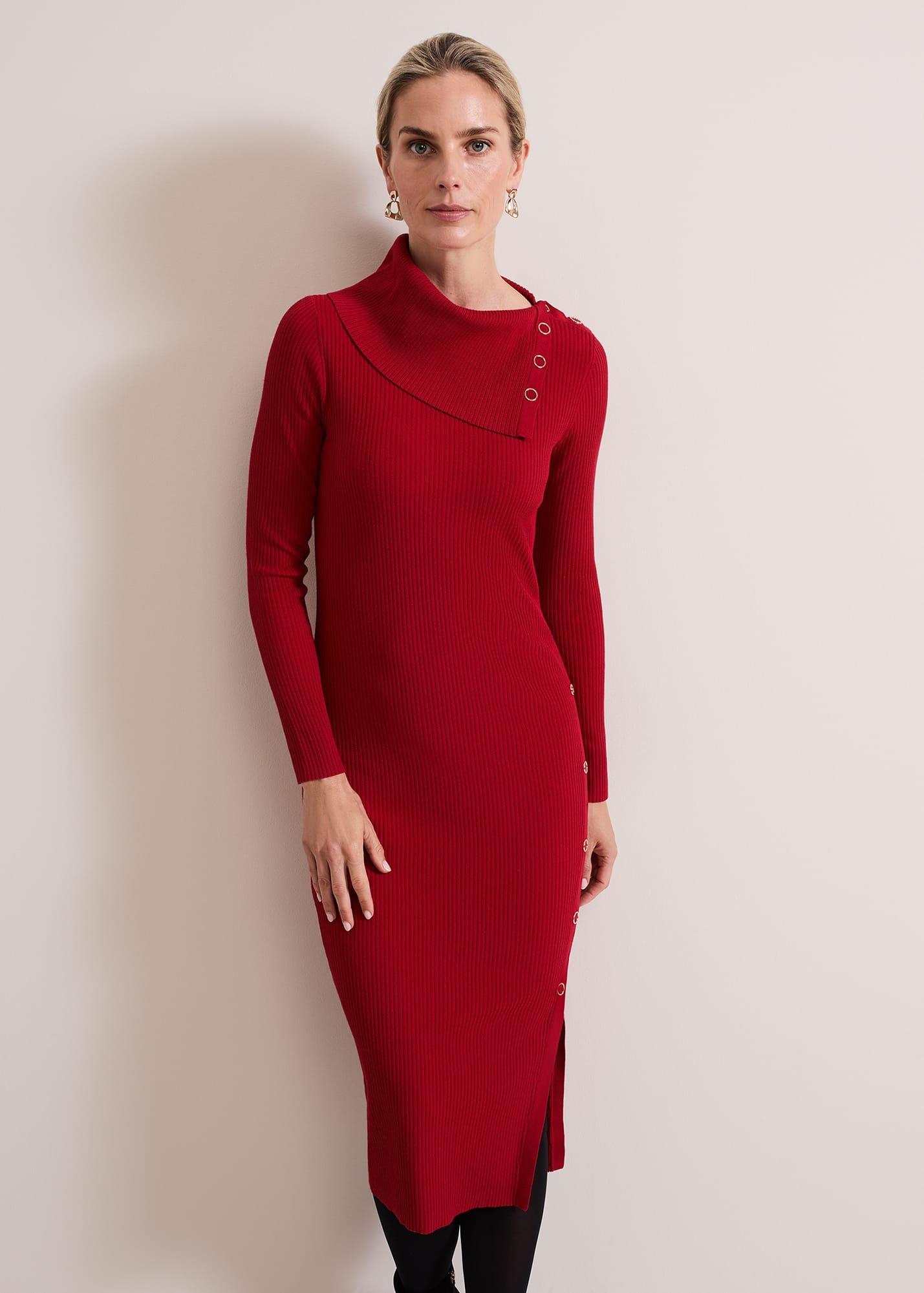 ${product-id}-Willow Popper Column Midi Dress-Red-${view-type}
