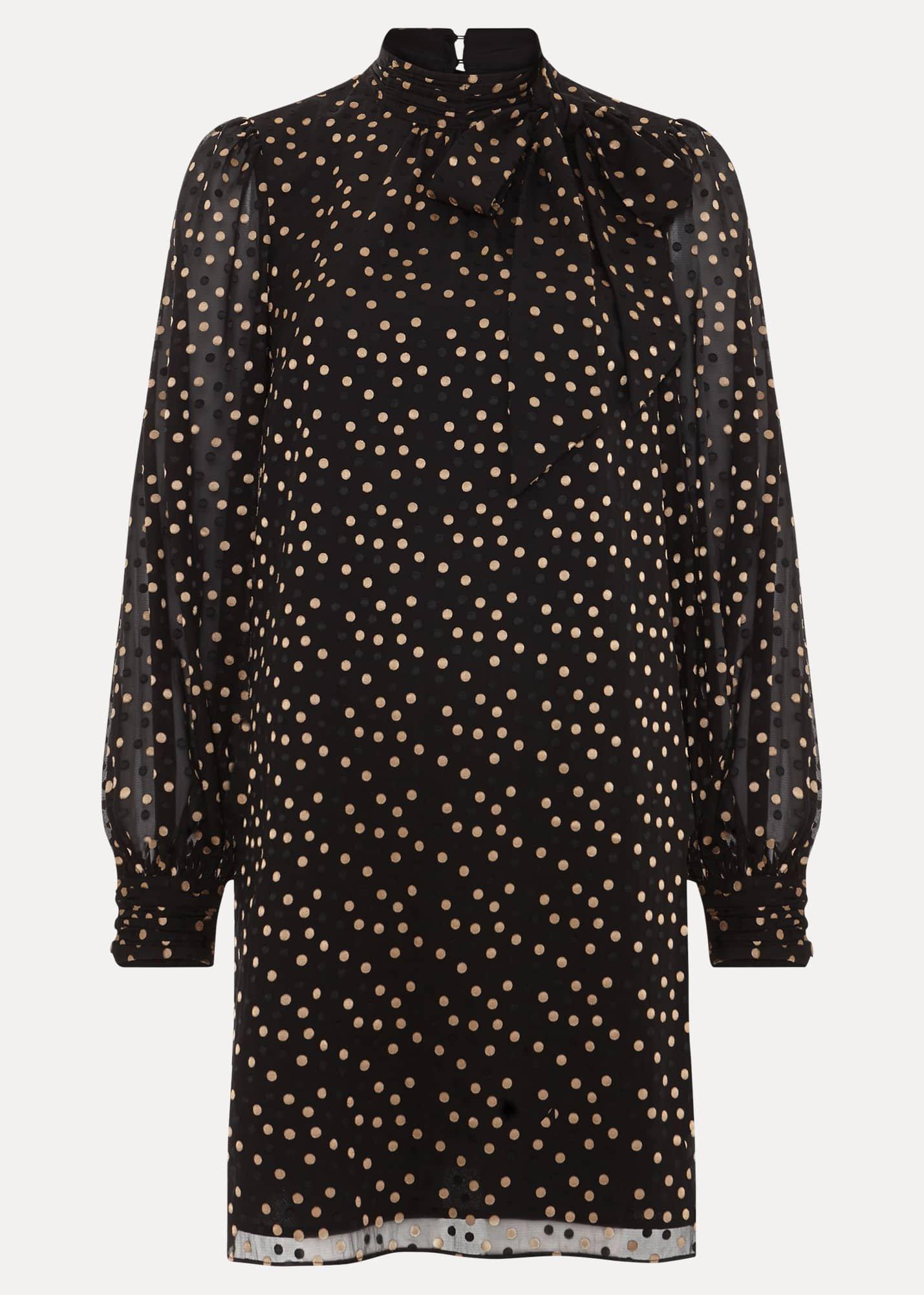 Mabel Black Dotty Swing Dress