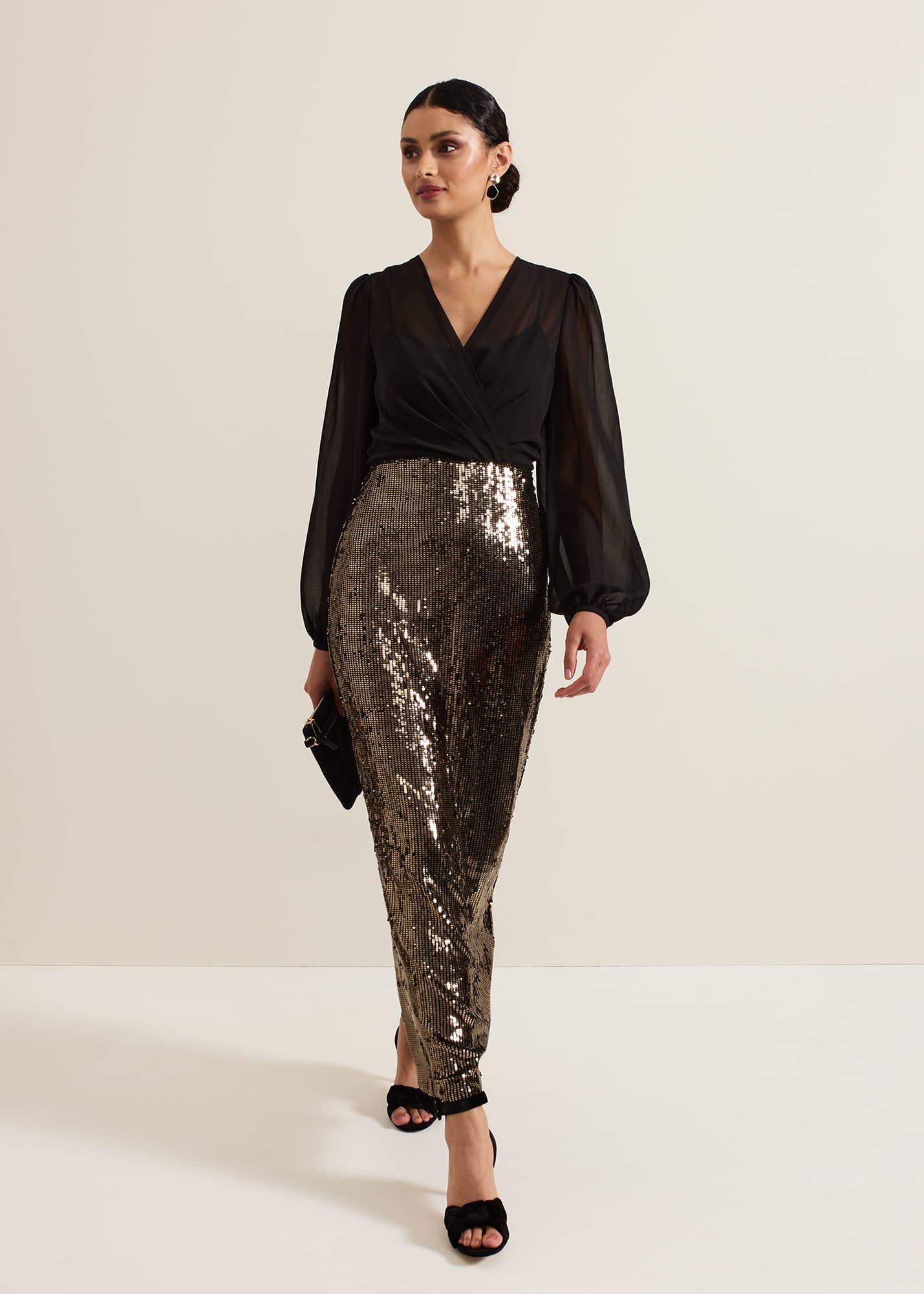 Aniya Sequin Long Sleeved Maxi Dress