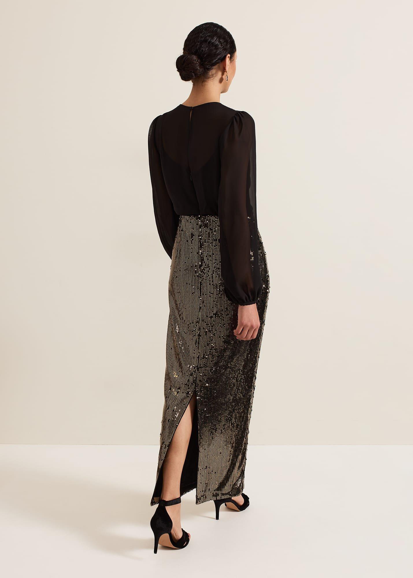 Aniya Sequin Long Sleeved Maxi Dress