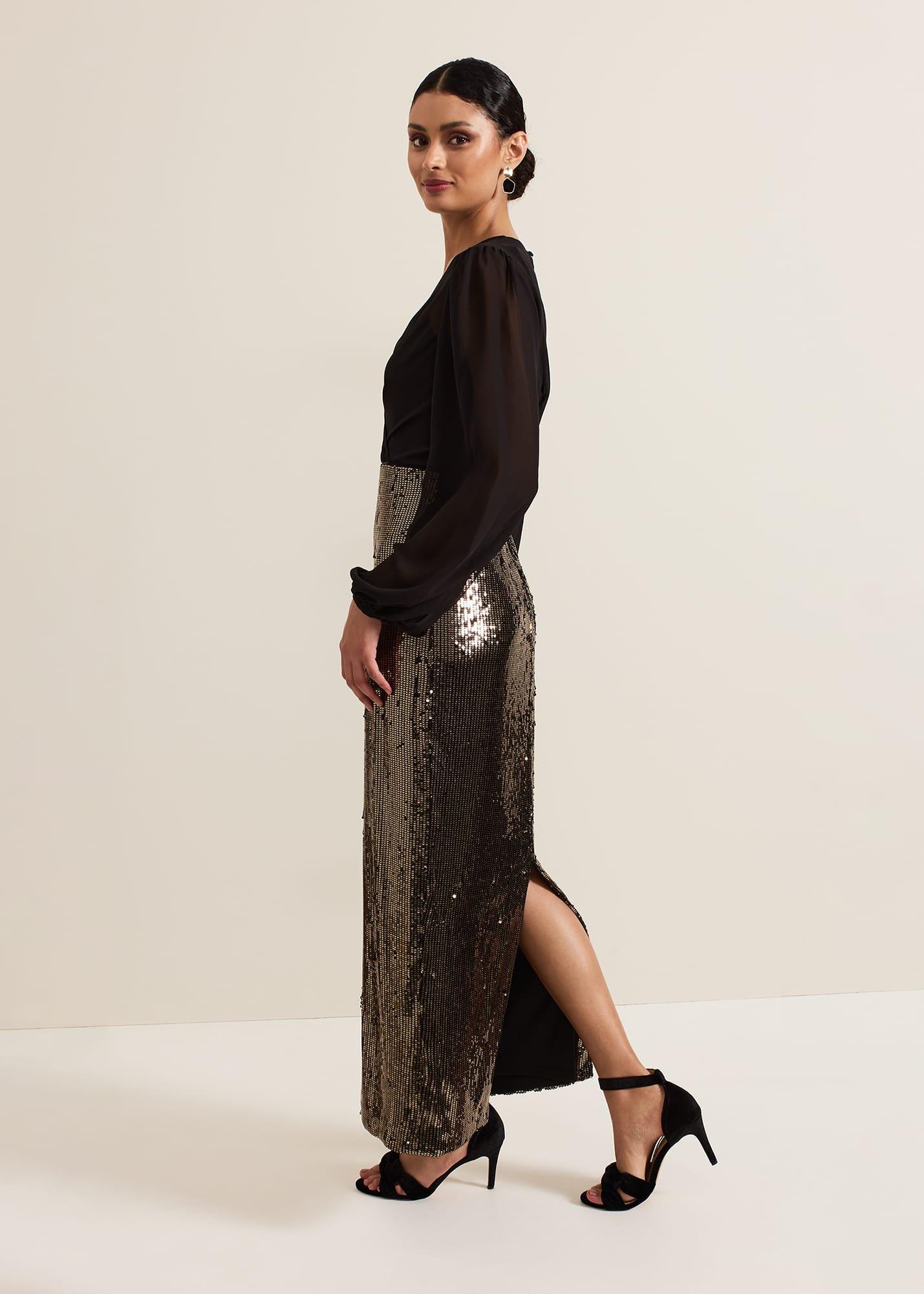 ${product-id}-Aniya Sequin Long Sleeved Maxi Dress-Black/Multi-${view-type}