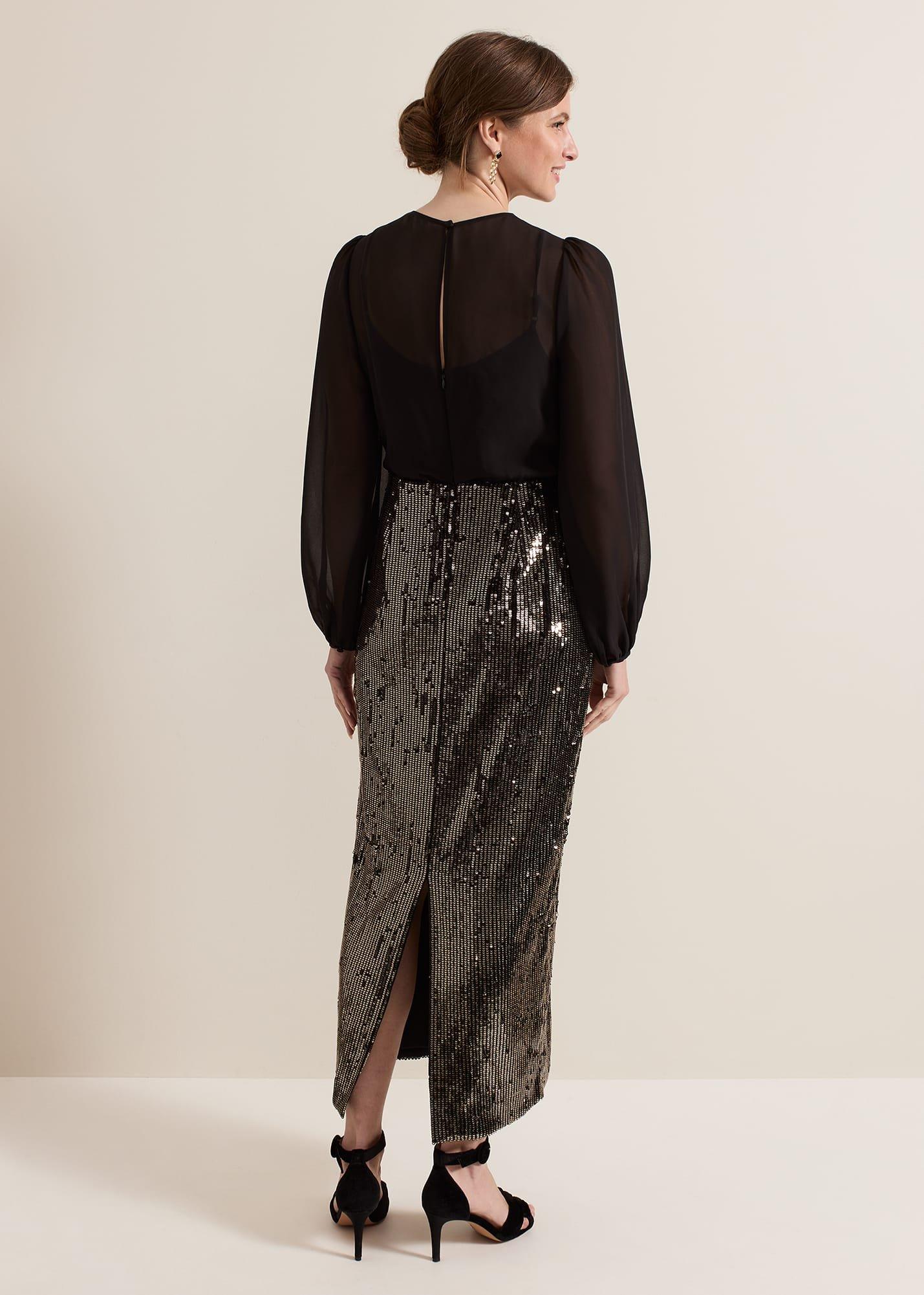 Petite Aniya Sequin Long Sleeve Dress