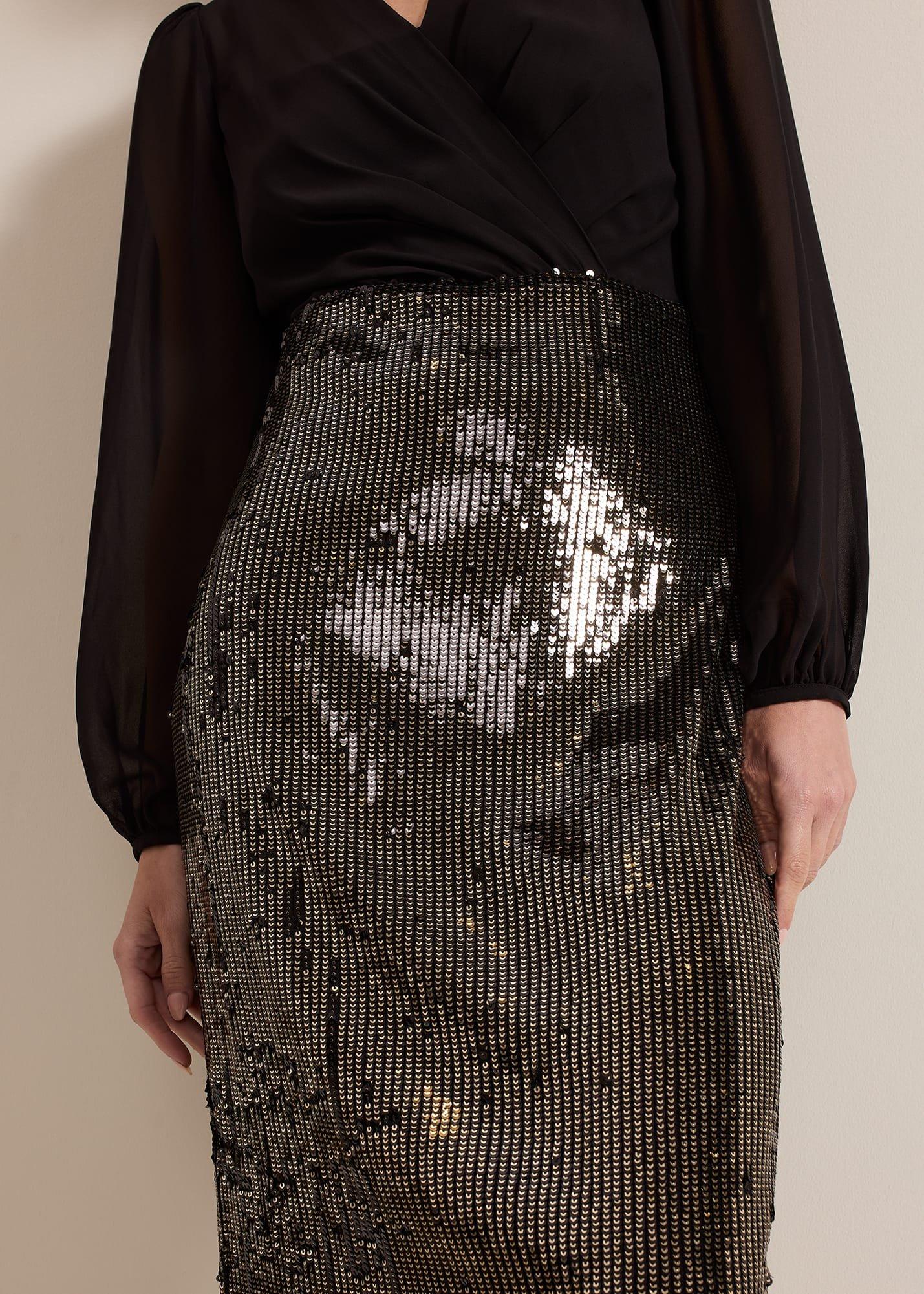 ${product-id}-Petite Aniya Sequin Long Sleeve Dress-Black/Multi-${view-type}