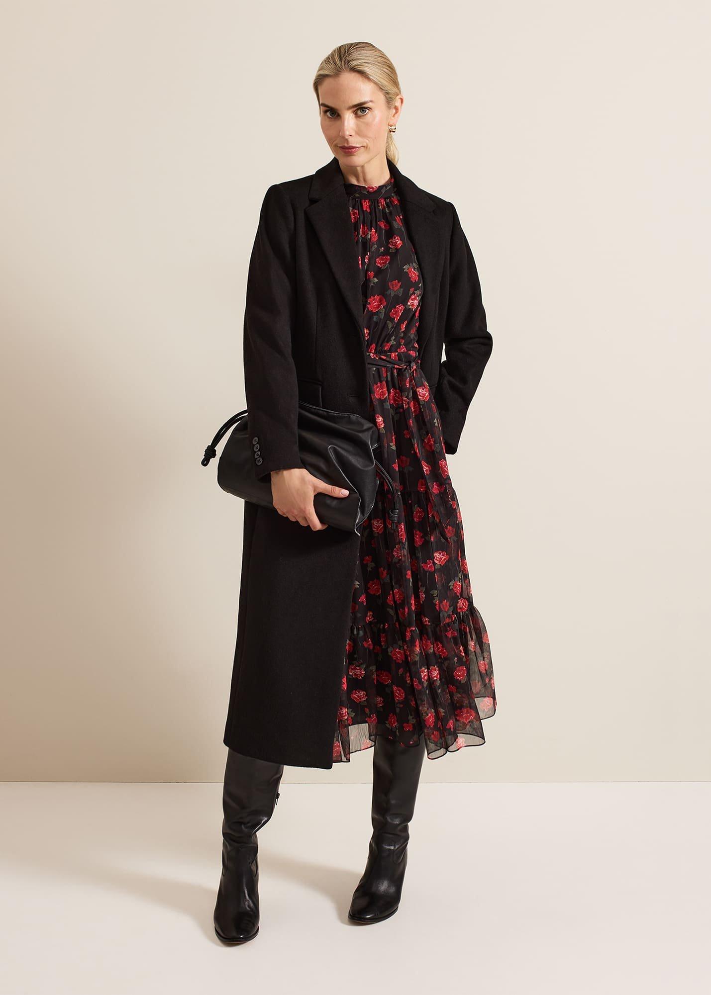 ${product-id}-Lela Floral Textured Midi Dress-Black/Multi-${view-type}
