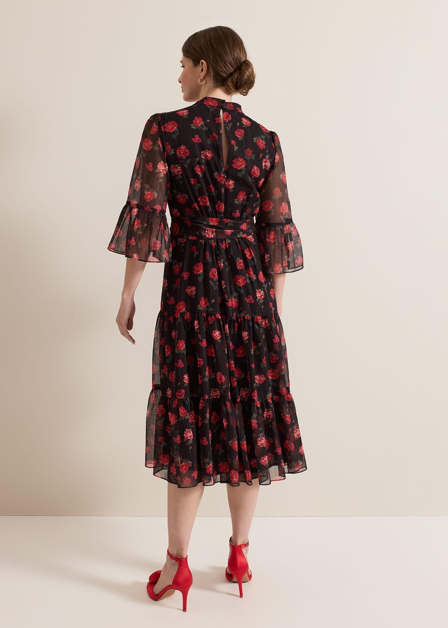 Petite Lela Floral Textured Midi Dress