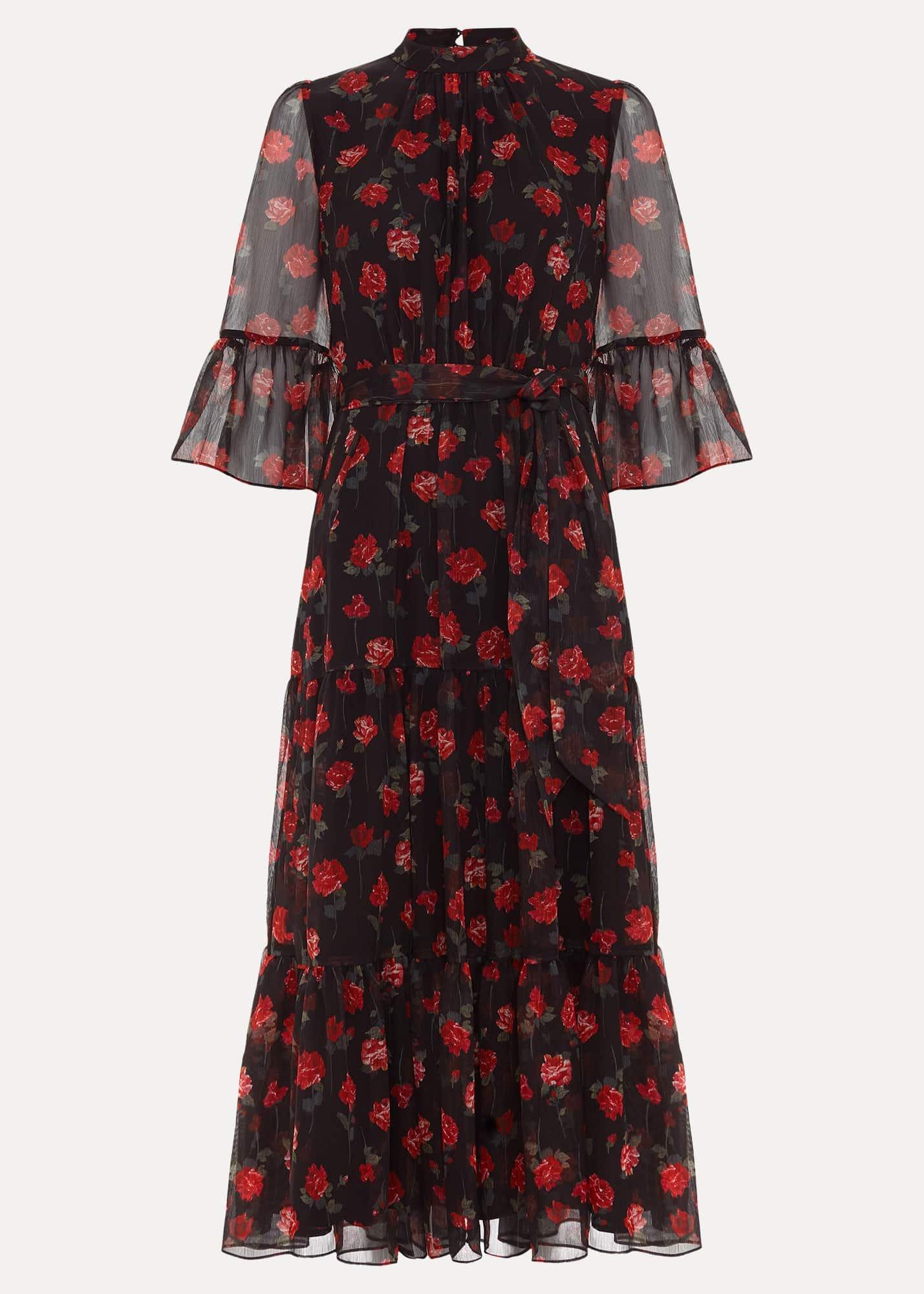 Petite Lela Floral Textured Midi Dress