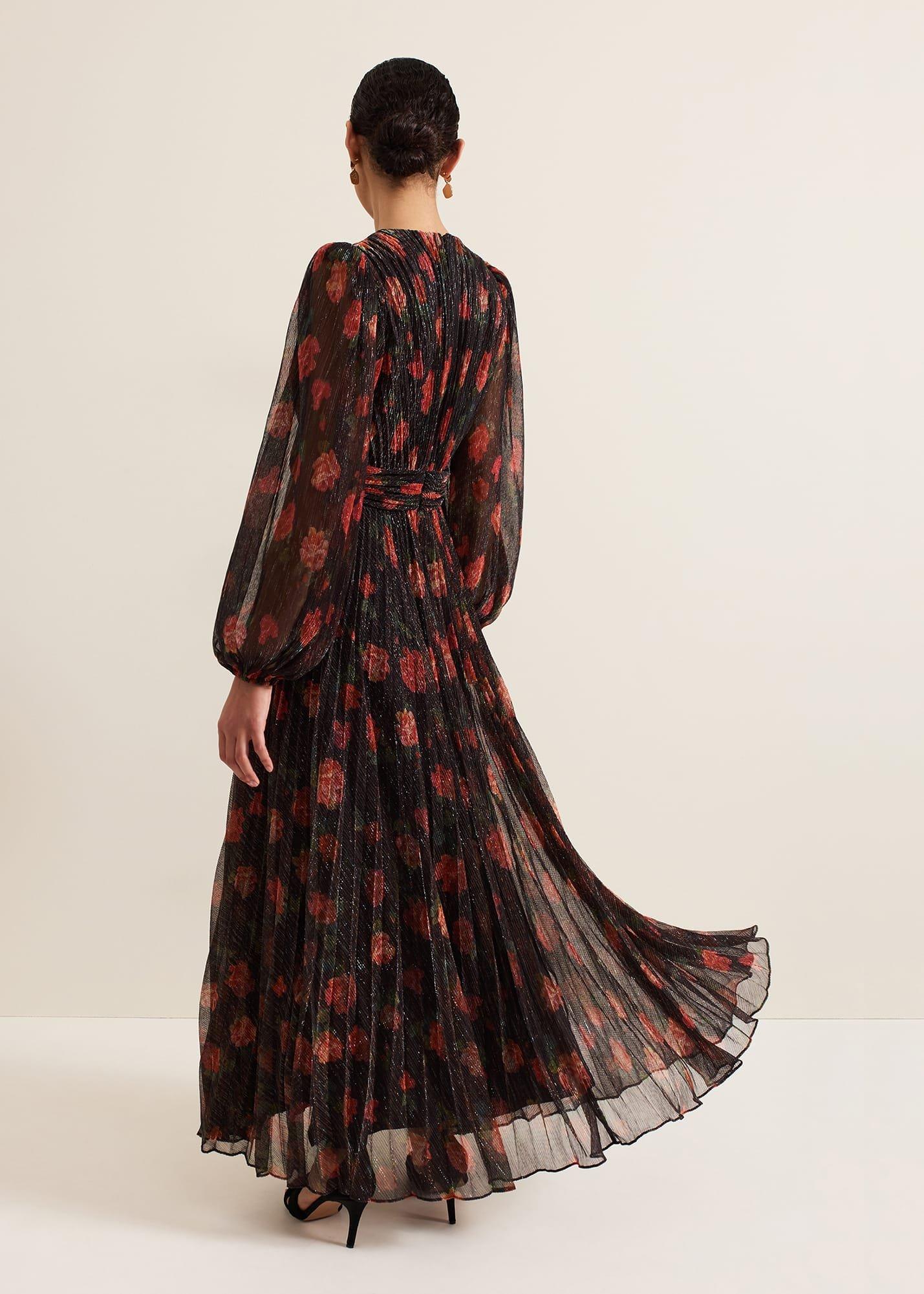 Kenzia Wrap Floral Shimmer Maxi Dress