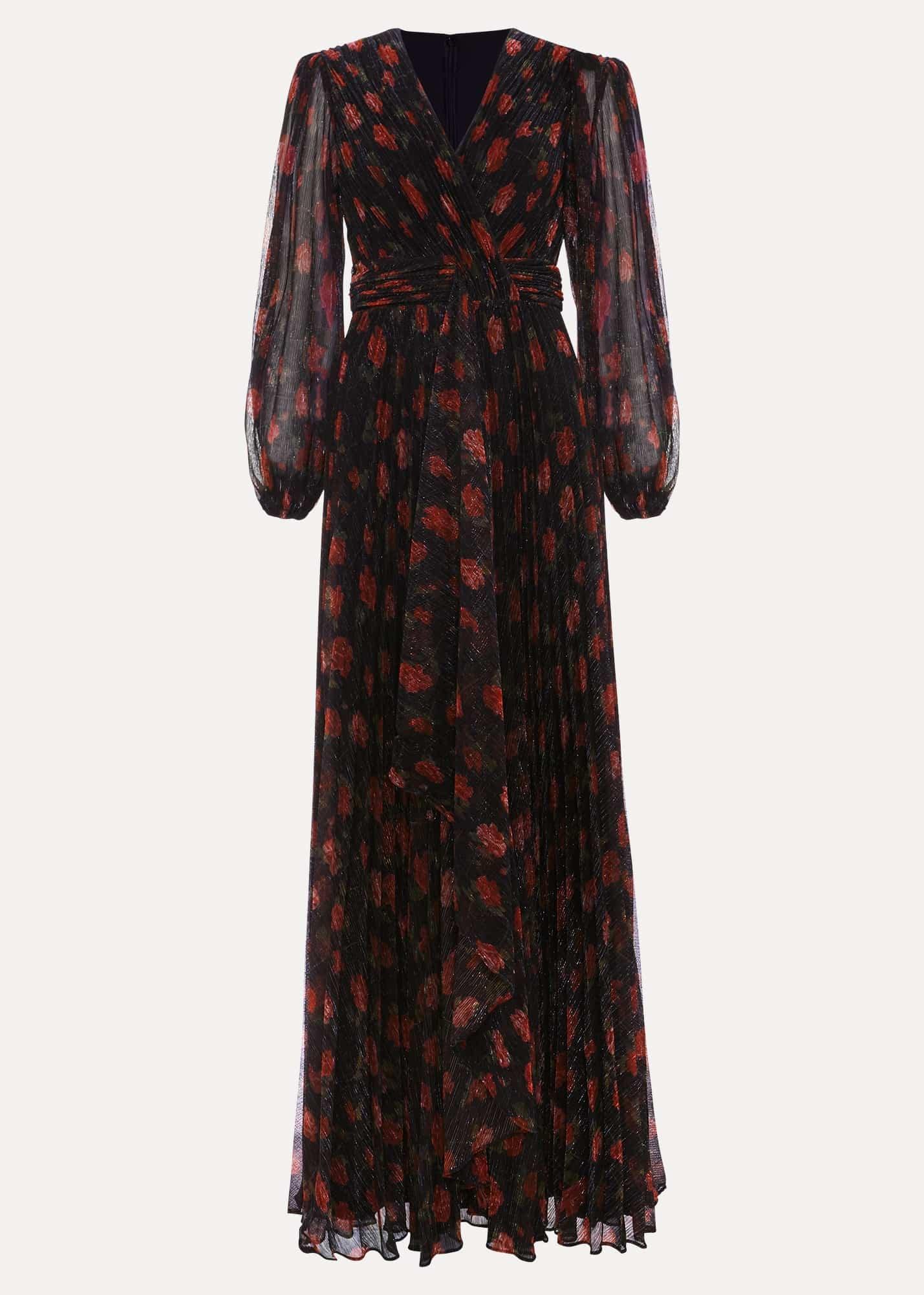 Kenzia Wrap Floral Shimmer Maxi Dress | Phase Eight UK |