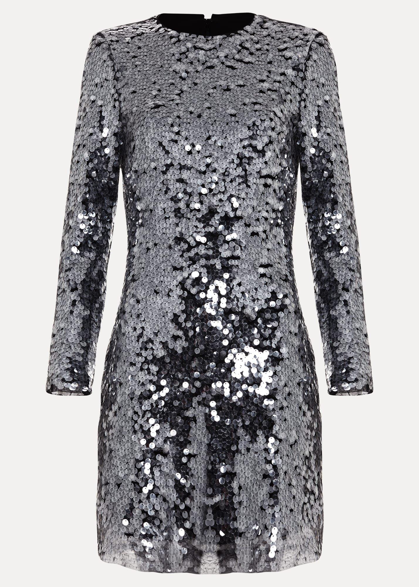 Petite Rhia Silver Sequin Mini Dress