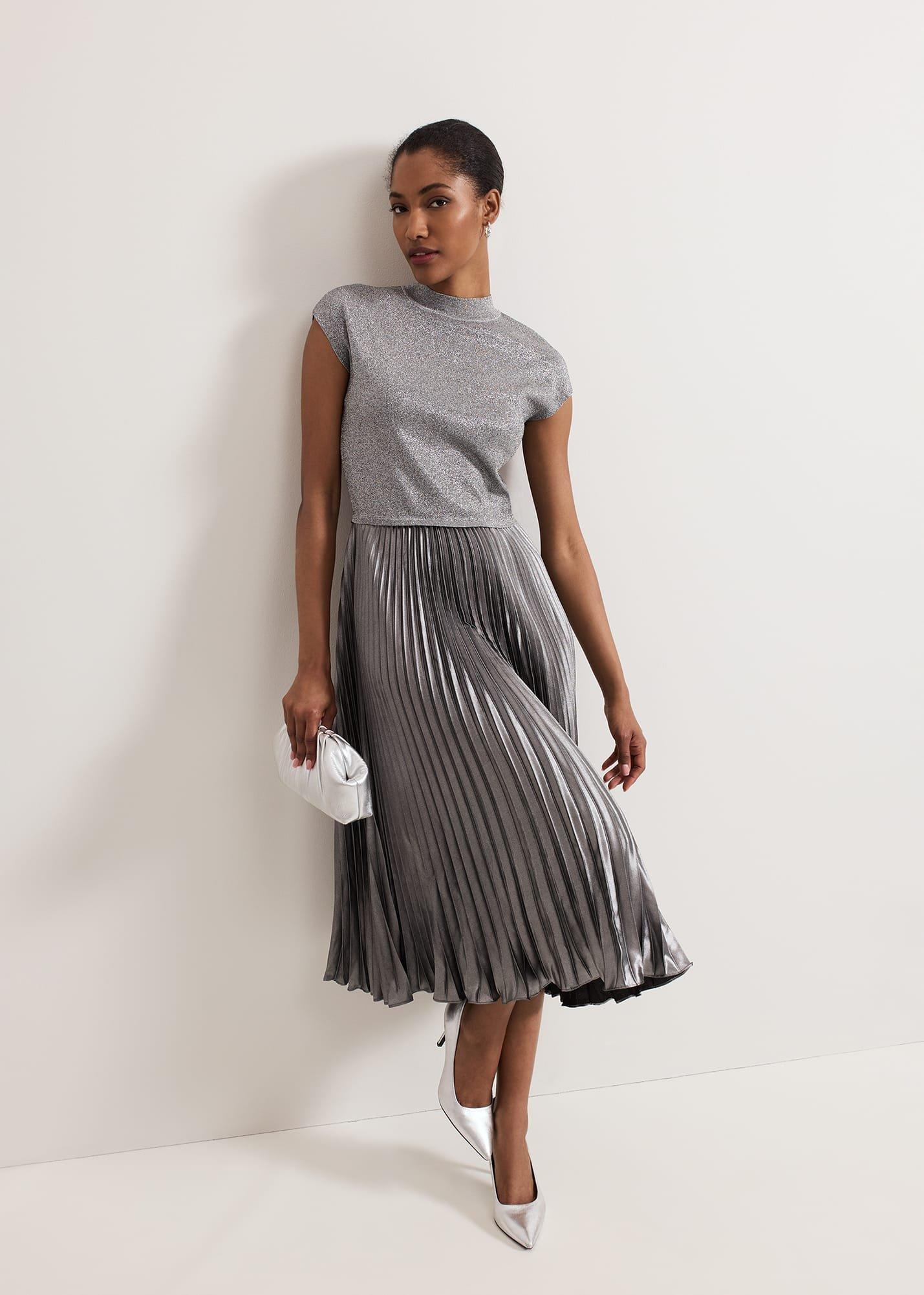 ${product-id}-Jayla Metallic Knit Dress-Silver-${view-type}