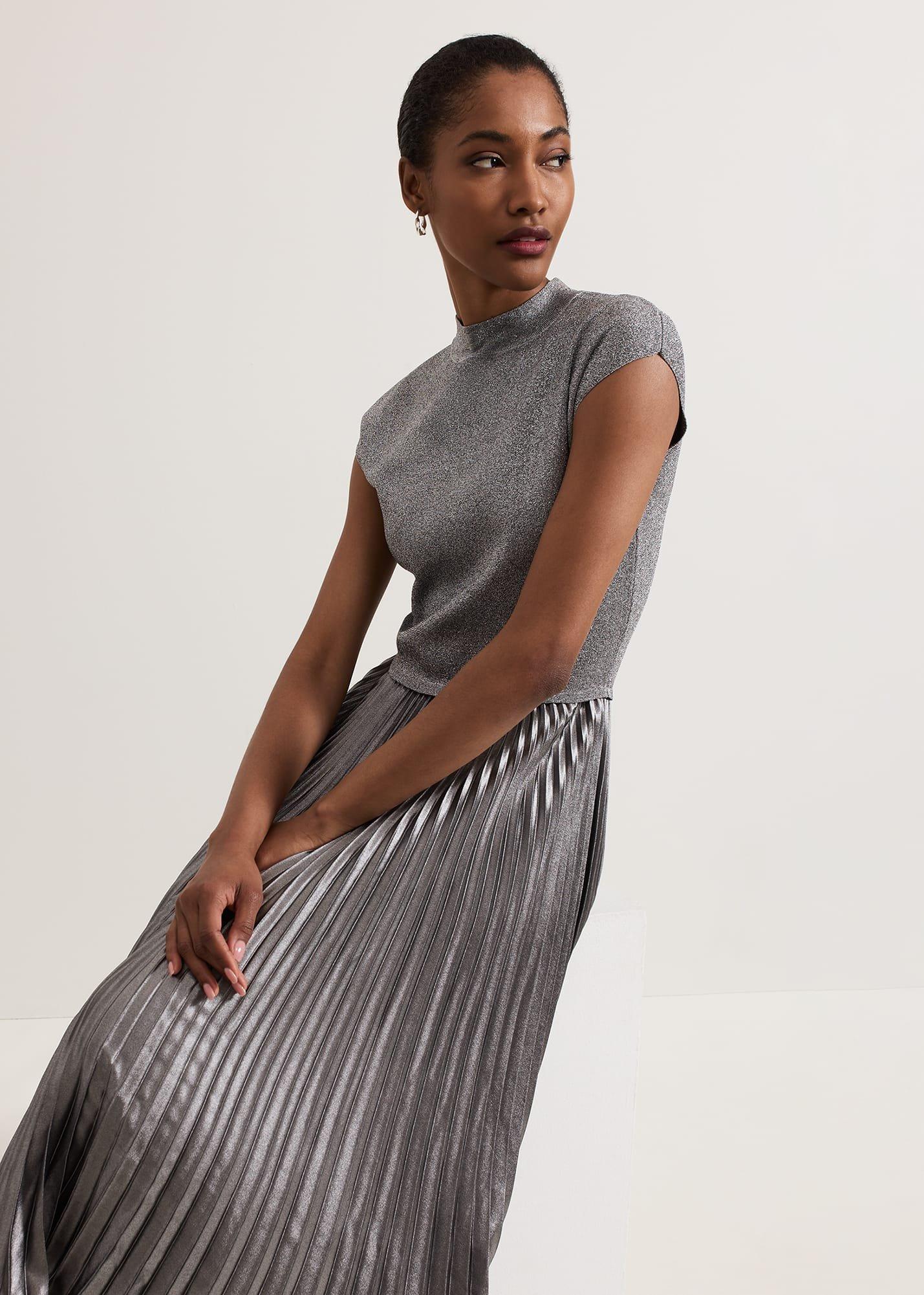 ${product-id}-Jayla Metallic Knit Dress-Silver-${view-type}