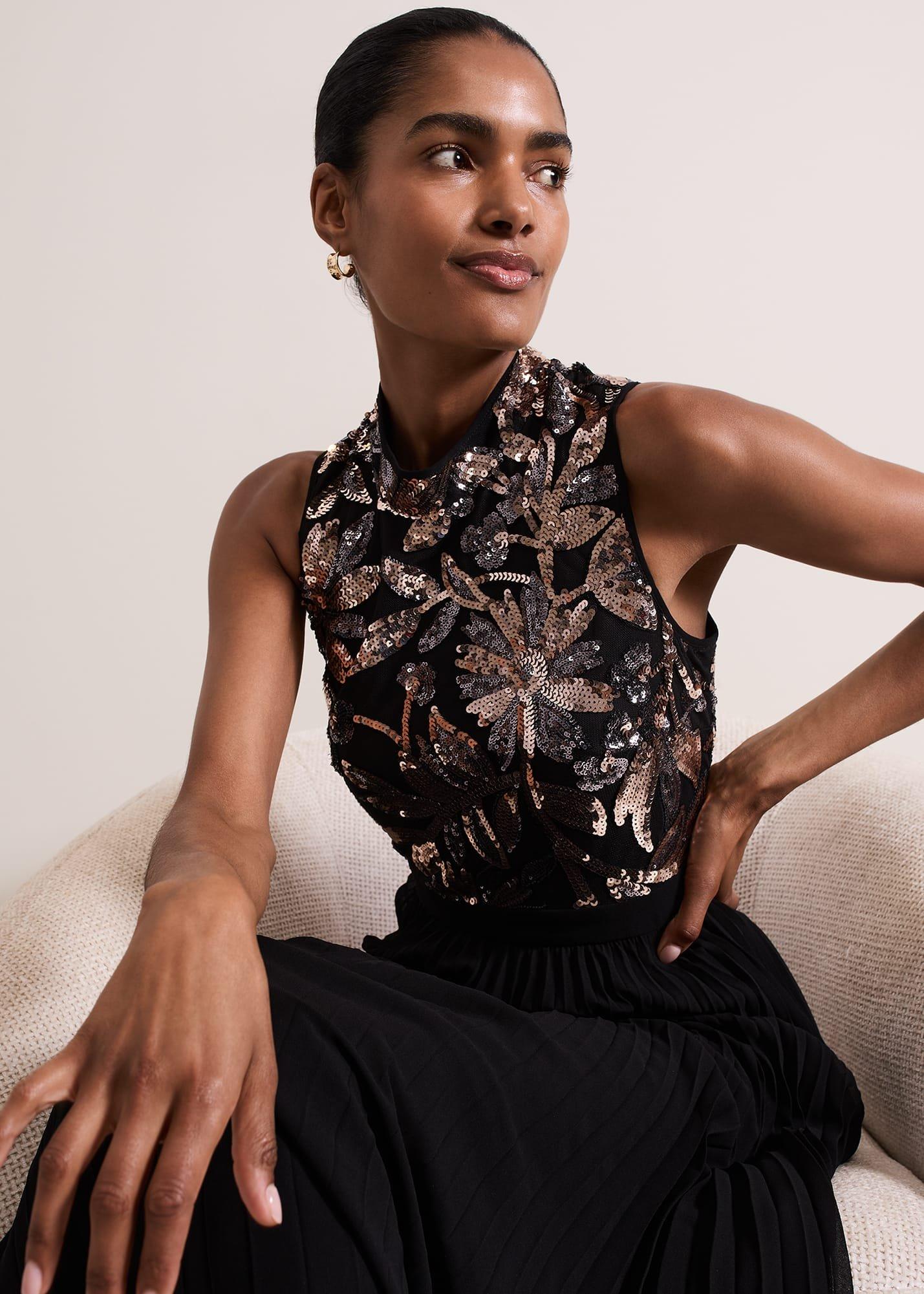 ${product-id}-Emalise Sequin Pleat Maxi Dress-Black/Multi-${view-type}