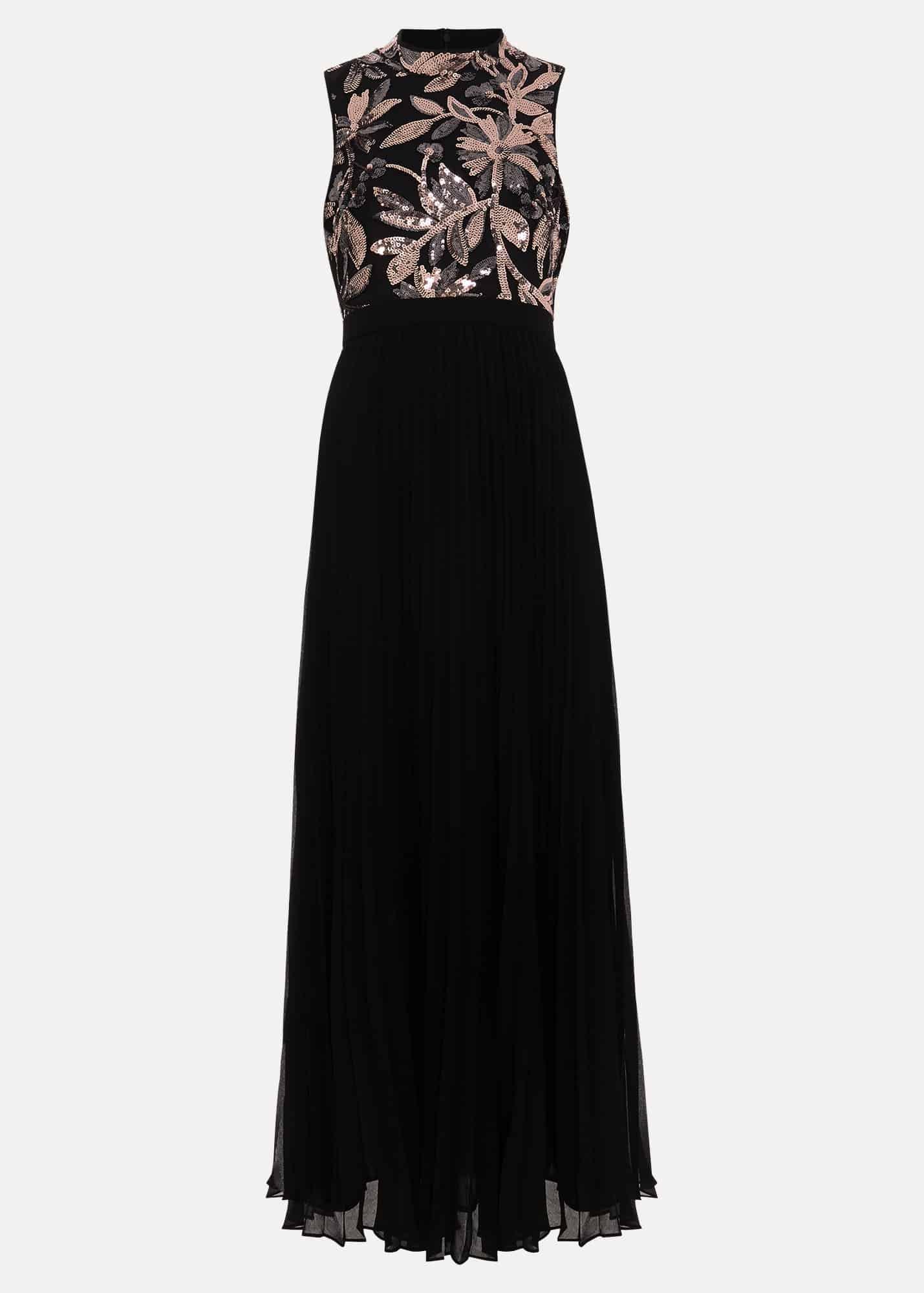 Emalise Sequin Pleat Maxi Dress