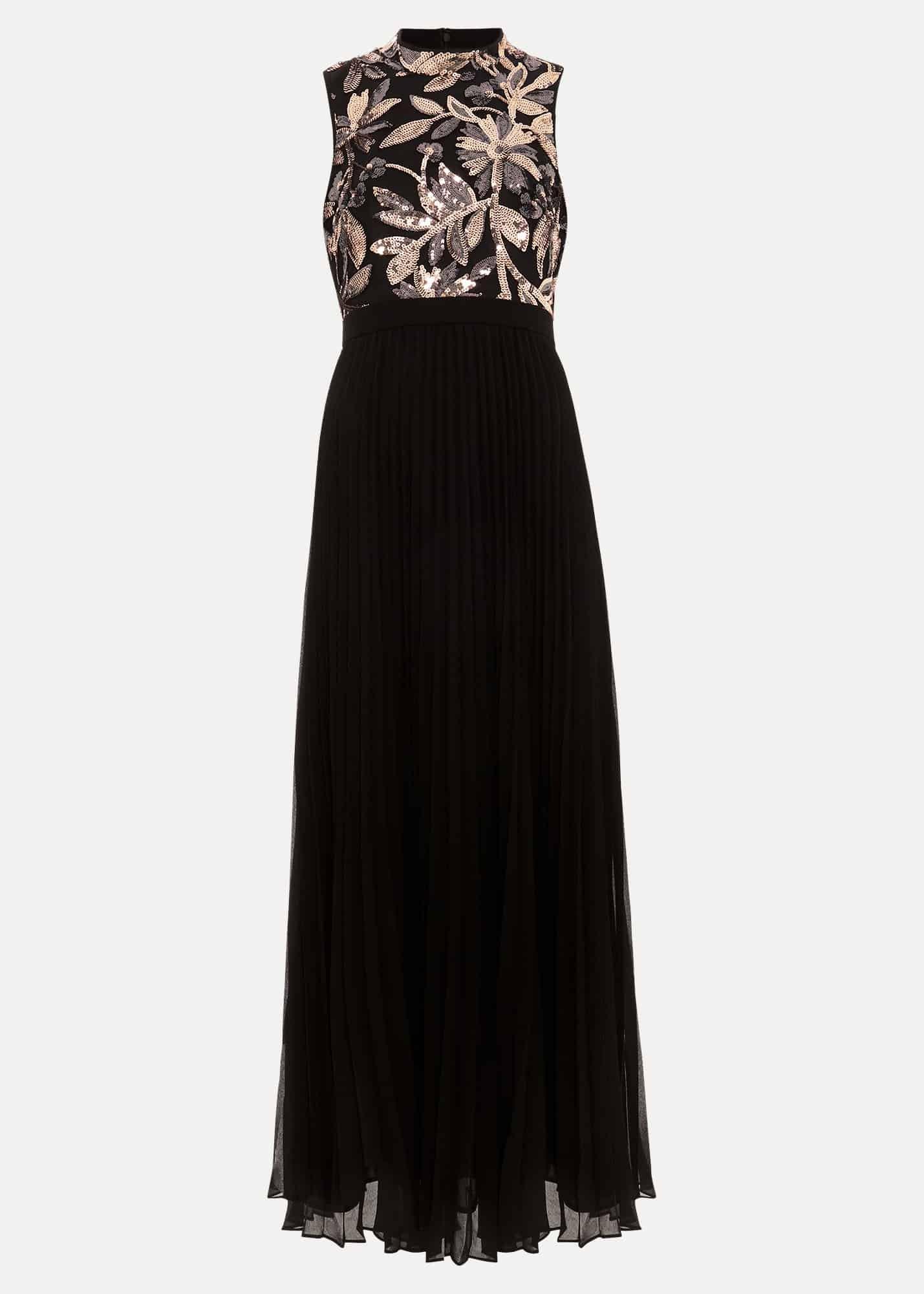 Petite Emalise Sequin Pleat Maxi Dress