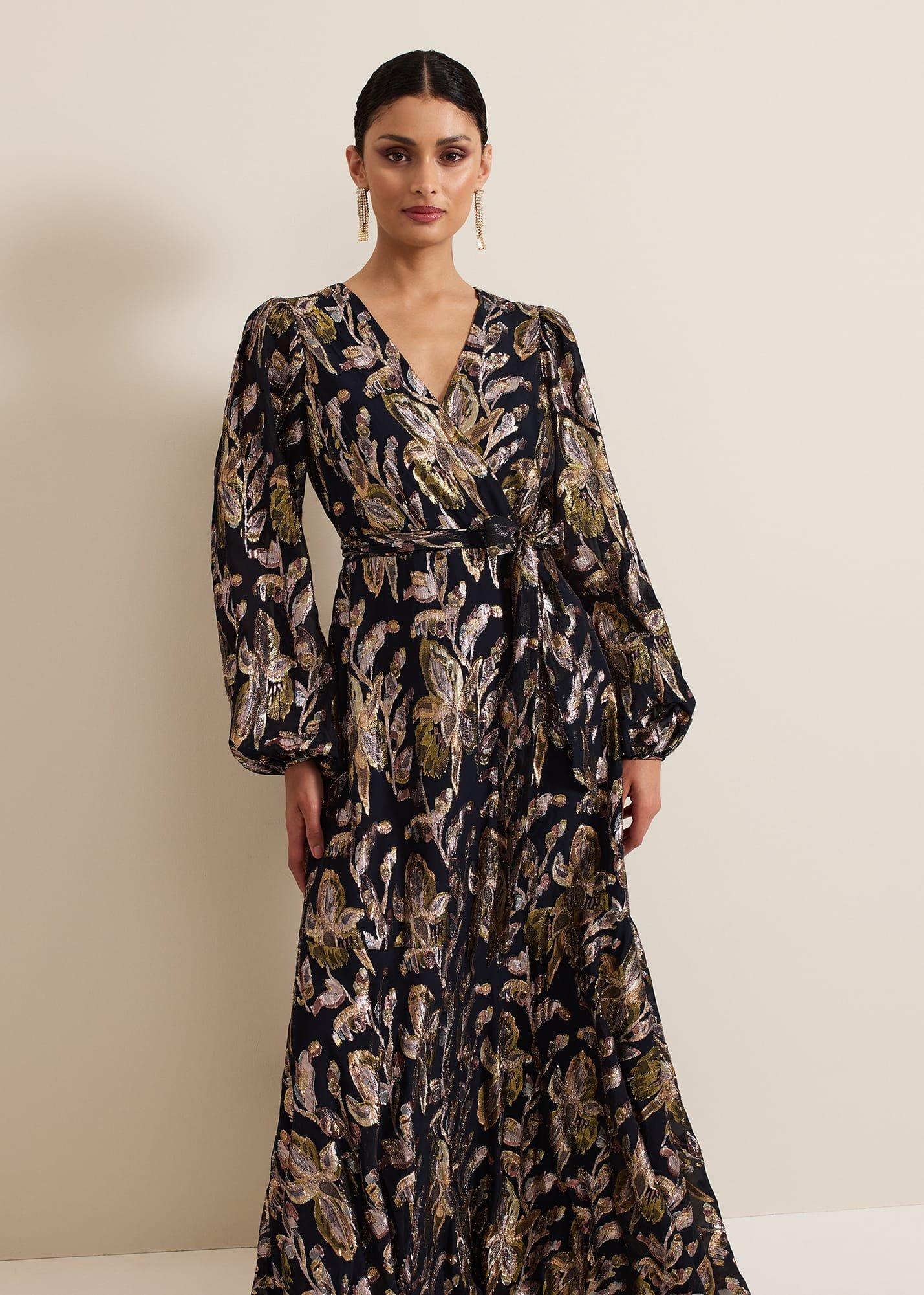 Ellio Silk Shimmer Maxi Dress