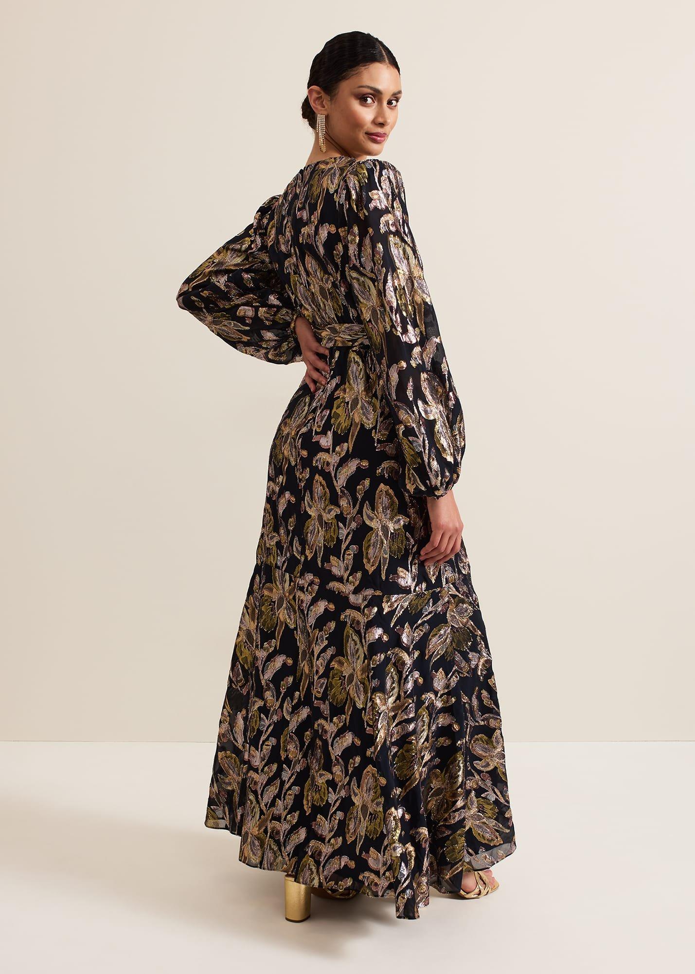 ${product-id}-Ellio Silk Shimmer Maxi Dress-Multi-Coloured-${view-type}