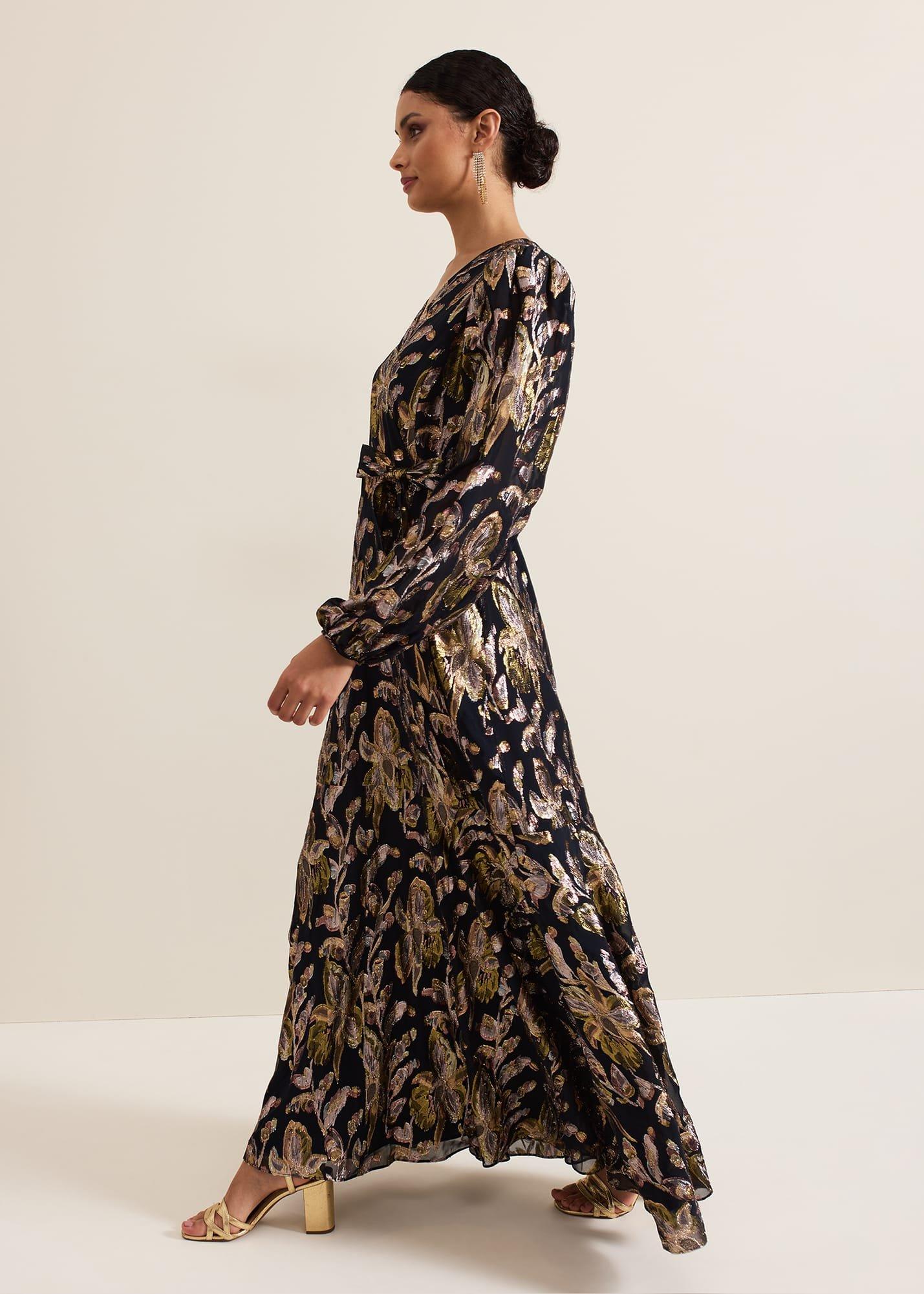 ${product-id}-Ellio Silk Shimmer Maxi Dress-Multi-Coloured-${view-type}