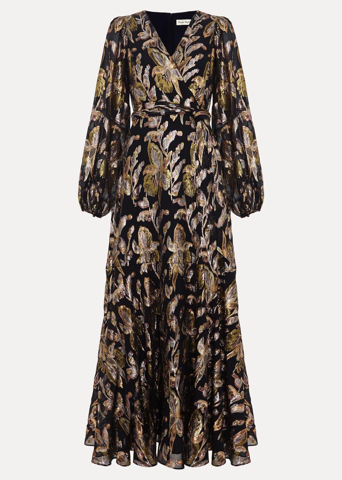 Ellio Silk Shimmer Maxi Dress