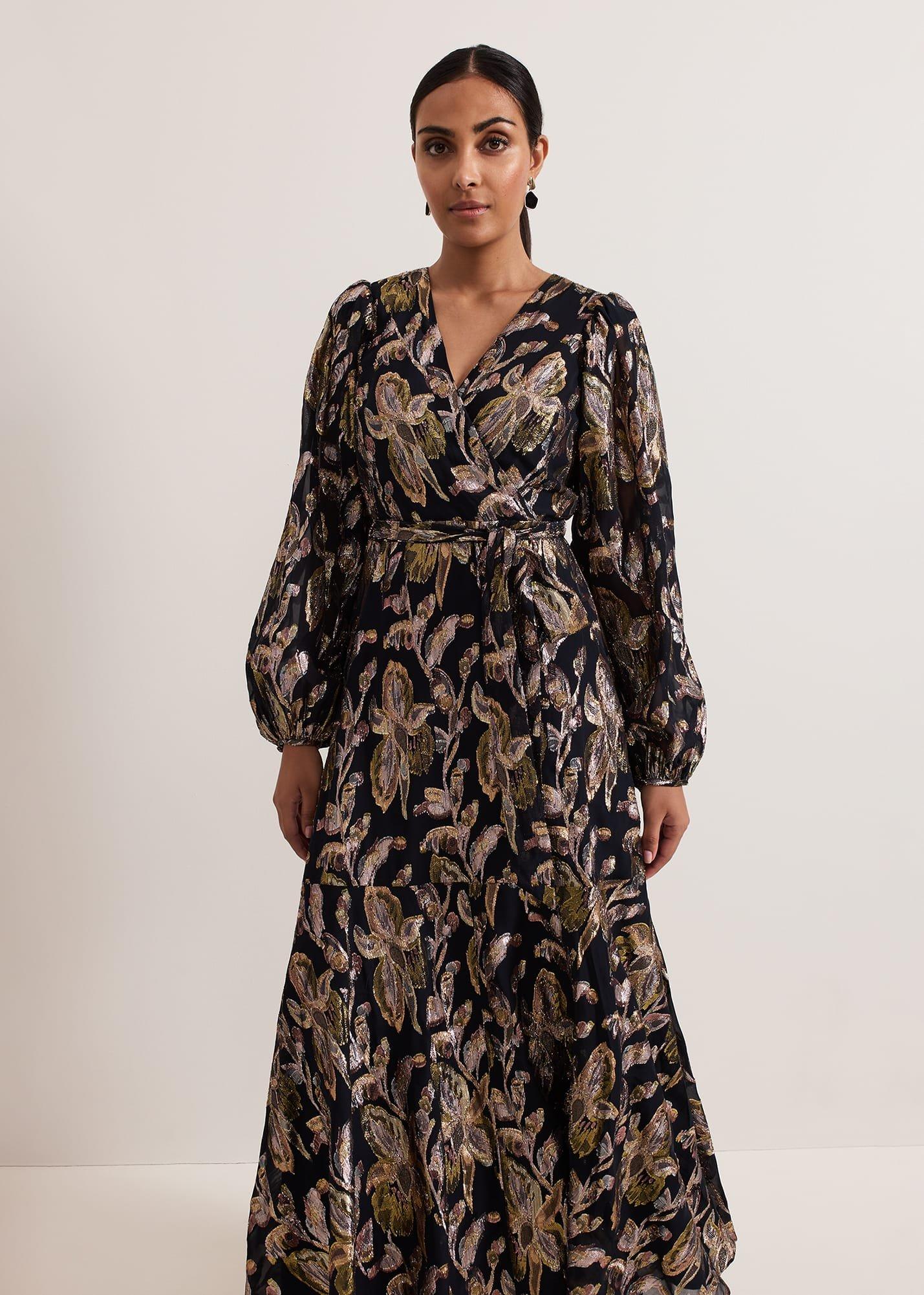 Petite Ellio Silk Shimmer Maxi Dress