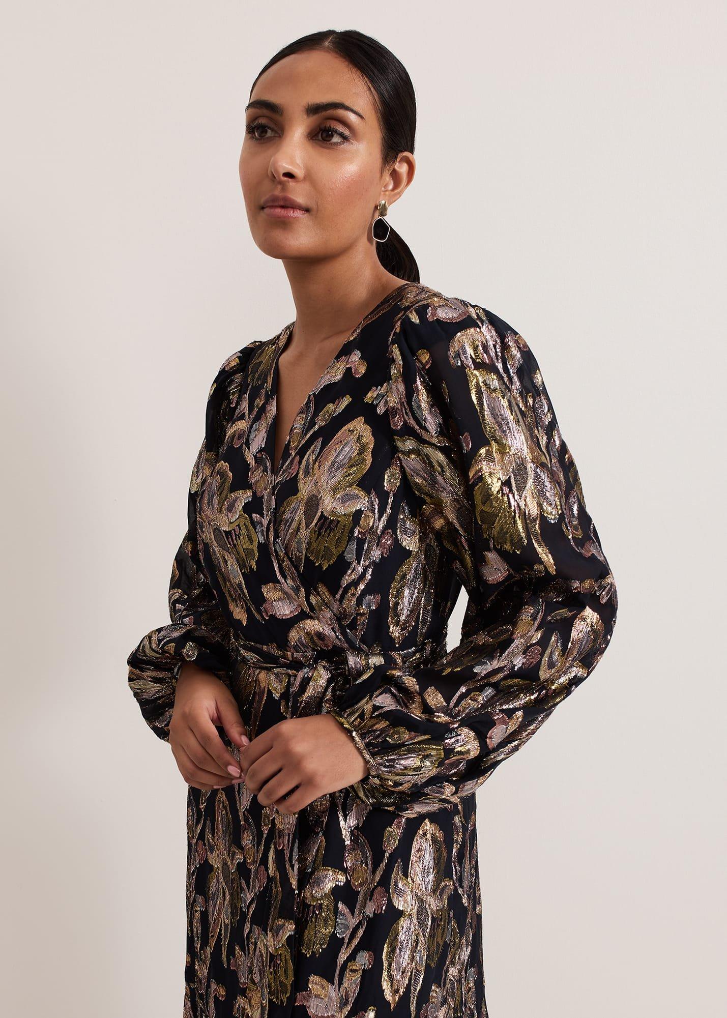 Petite Ellio Silk Shimmer Maxi Dress