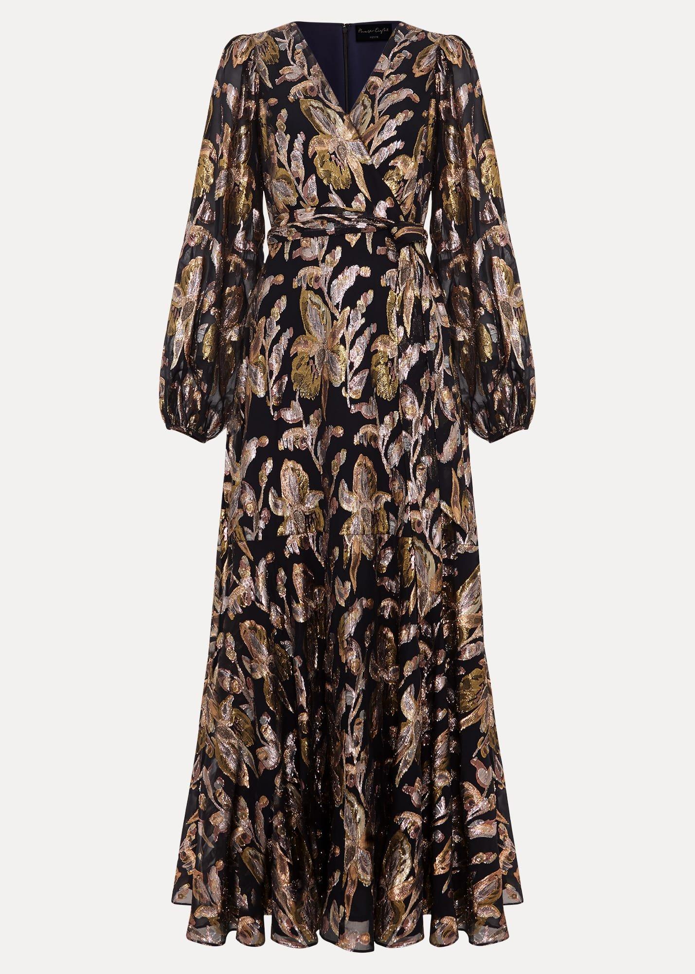 Petite Ellio Silk Shimmer Maxi Dress