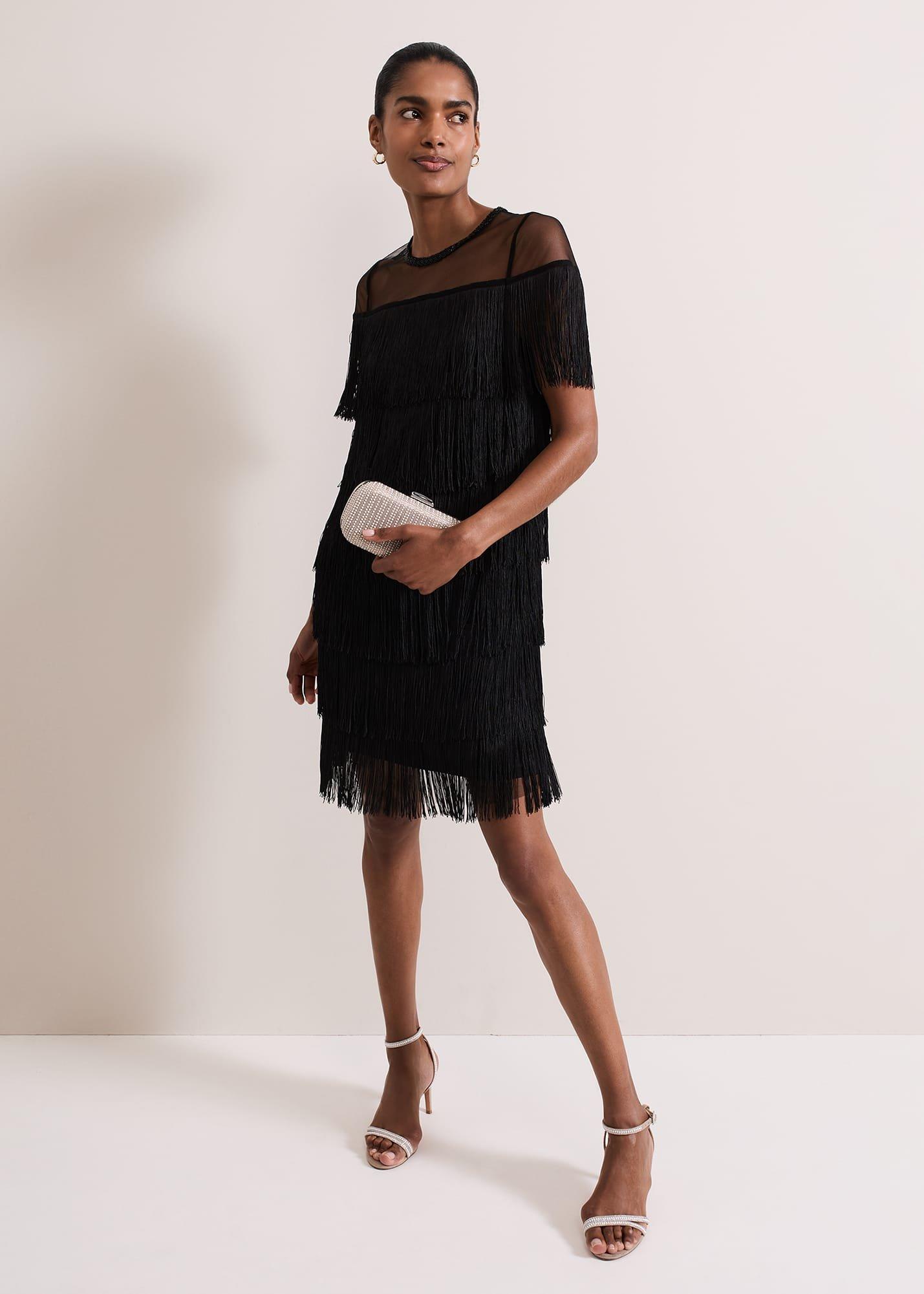 ${product-id}-Viola Black Fringe Mini Dress-Black-${view-type}