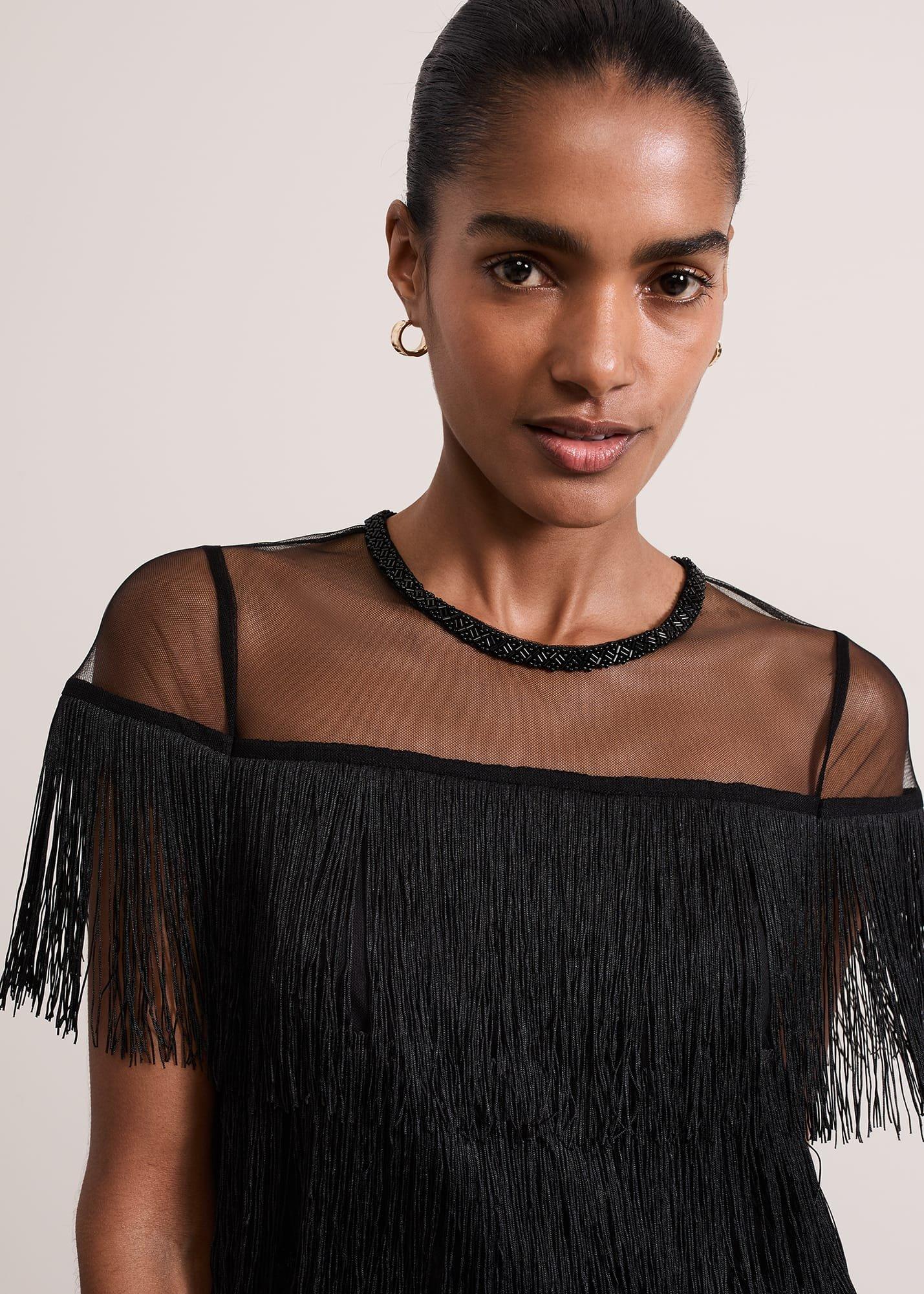 ${product-id}-Viola Black Fringe Mini Dress-Black-${view-type}