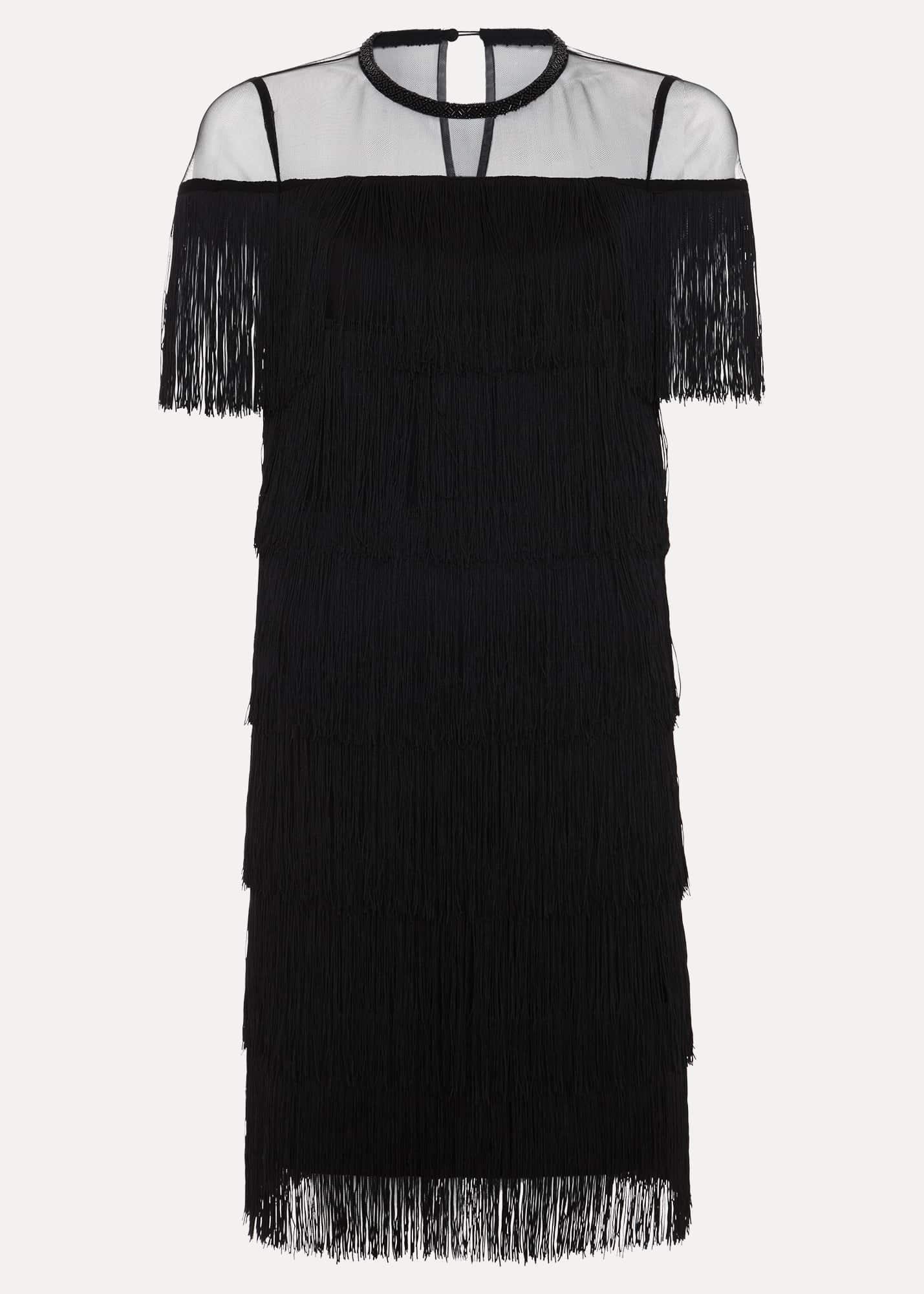 Viola Black Fringe Mini Dress